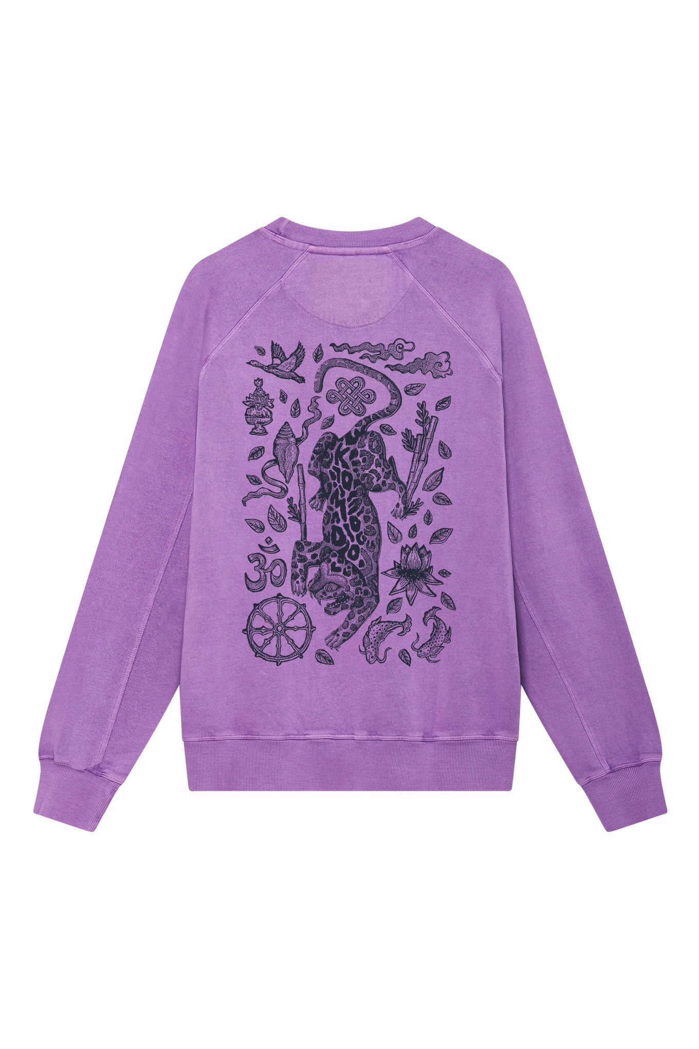 Purple, long-sleeved sweater NEPALI LEOPARD made from 100% organic cotton by Komodo