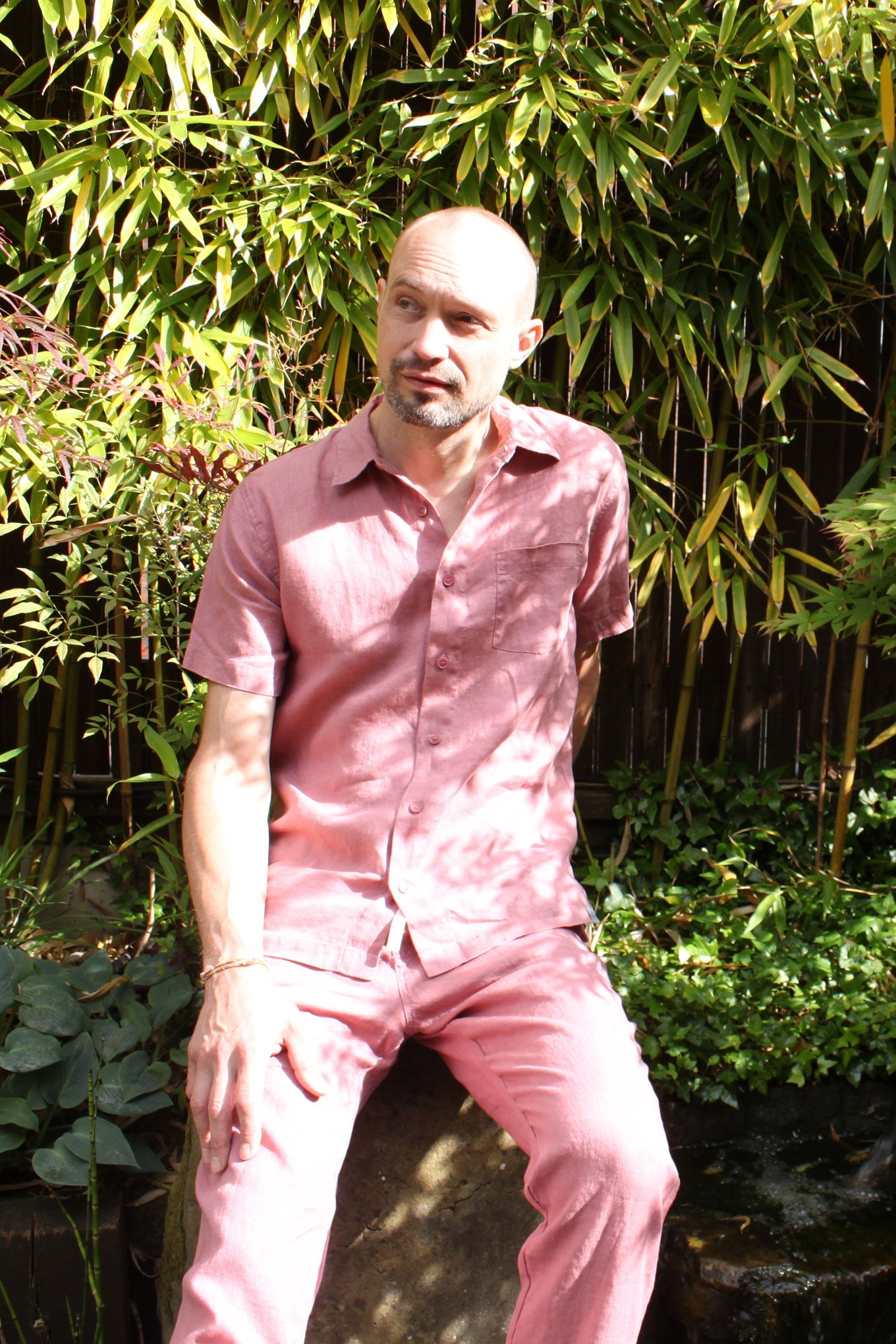 Chemise rose à manches courtes SEB en lin biologique de Komodo