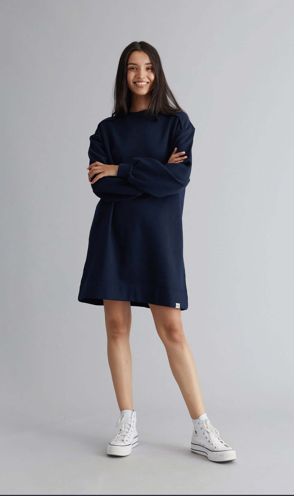 Dark blue dress ISABELLA made from 100% organic cotton by Komodo