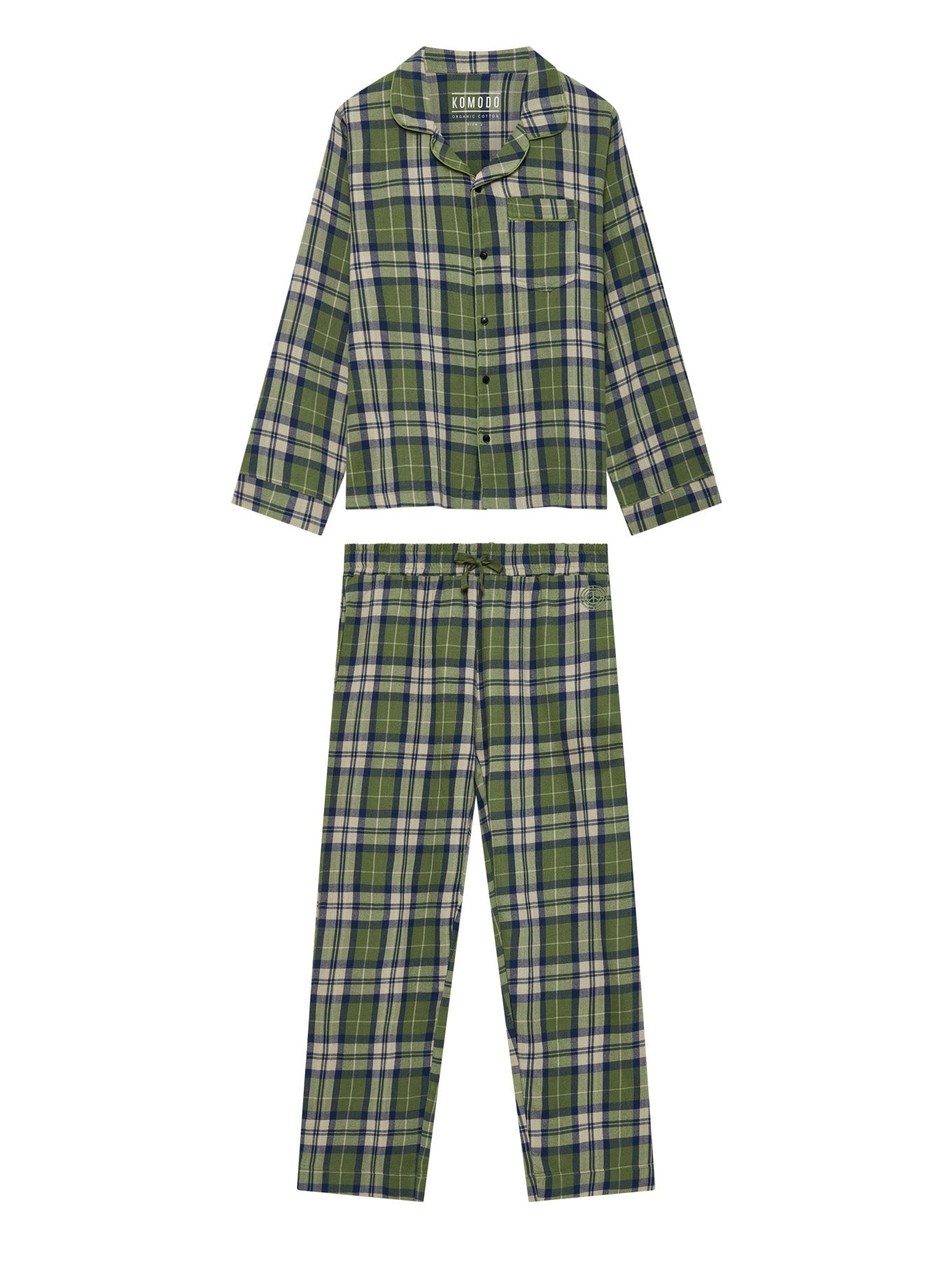 Ensemble pyjama vert JIM JAM en coton 100% biologique de Komodo 