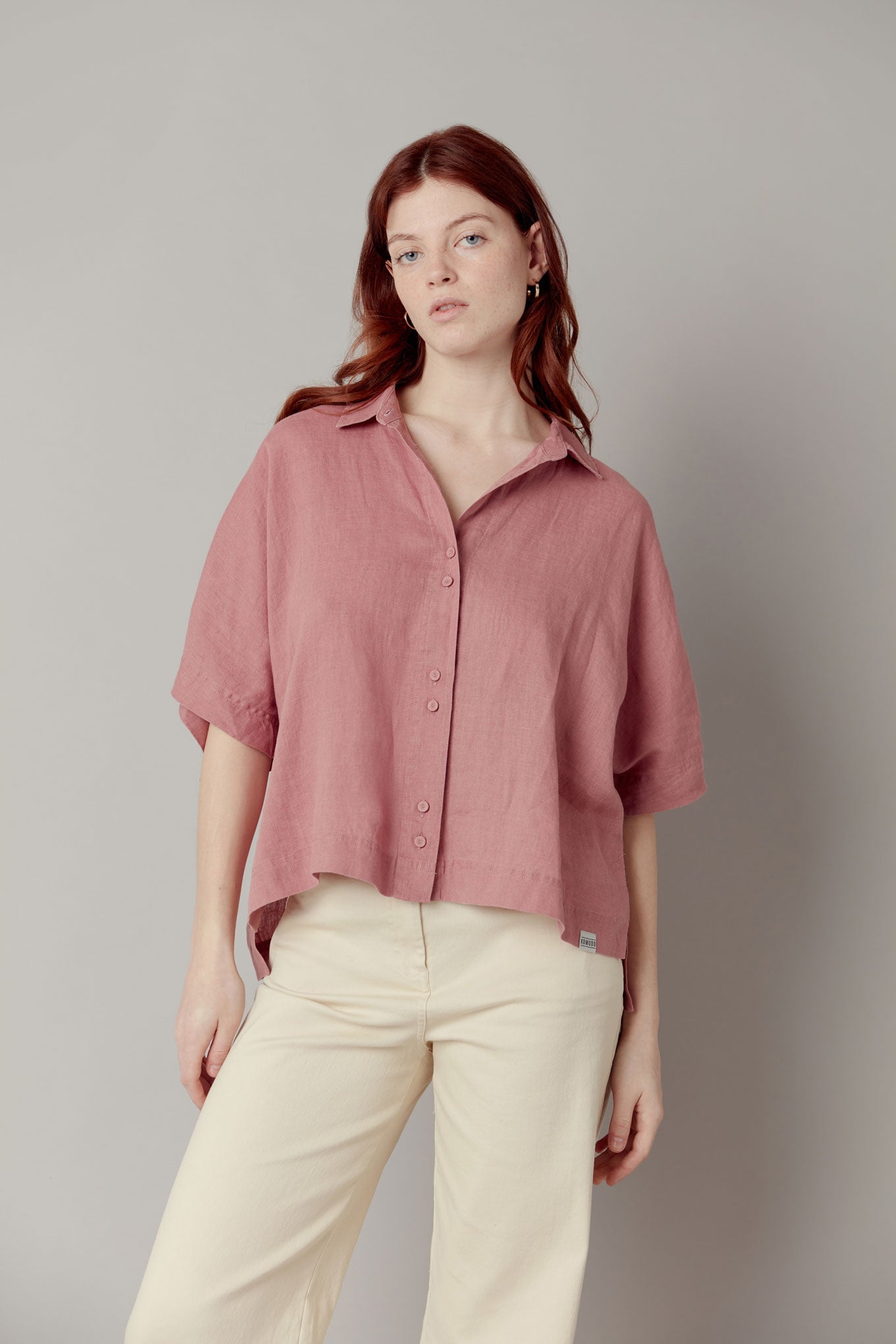 Pink shirt KIMONO made of organic linen from Komodo