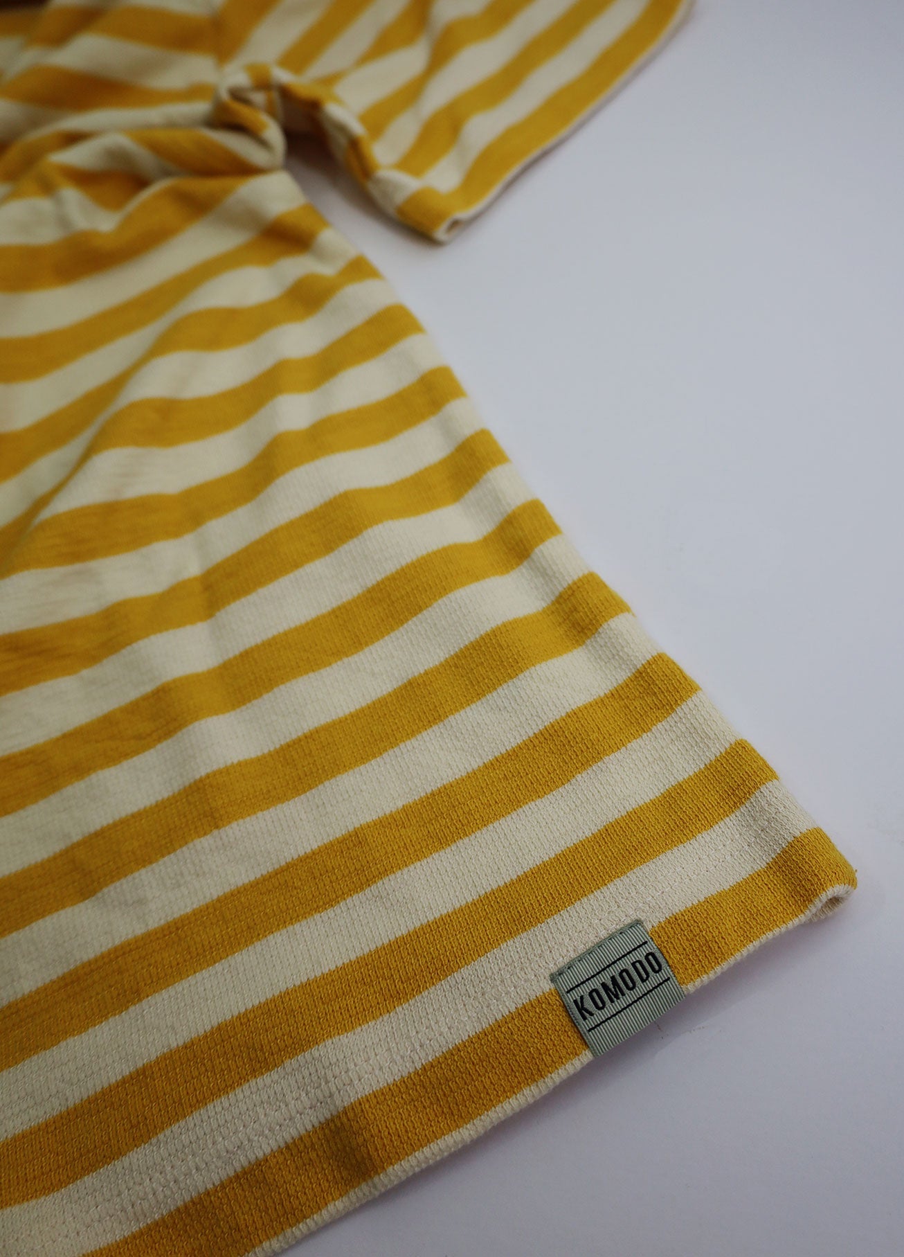 Yellow and white, striped T-shirt KIN made of organic cotton by Komodo
