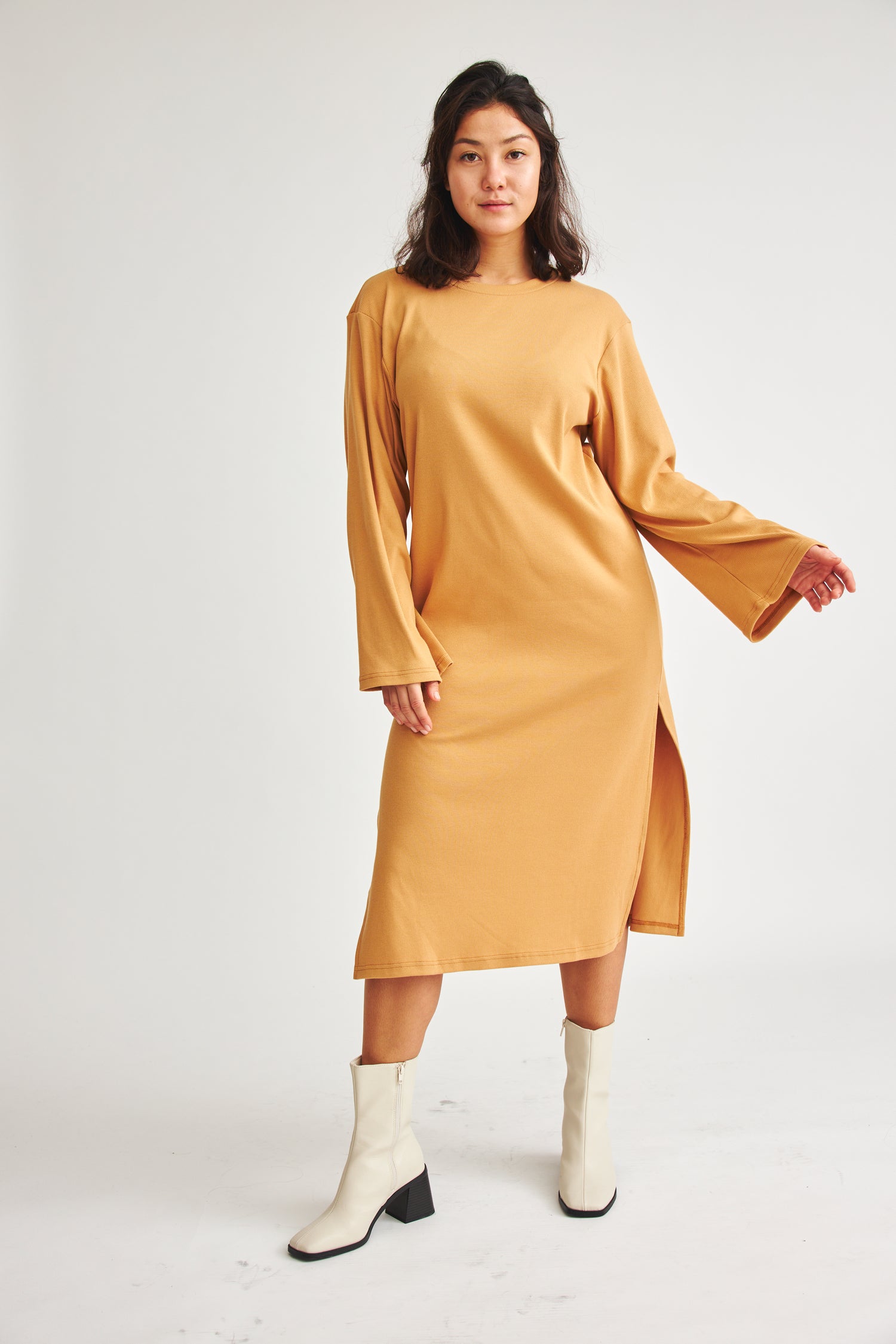 Yellow Becca dress made of organic cotton from Baige the Label