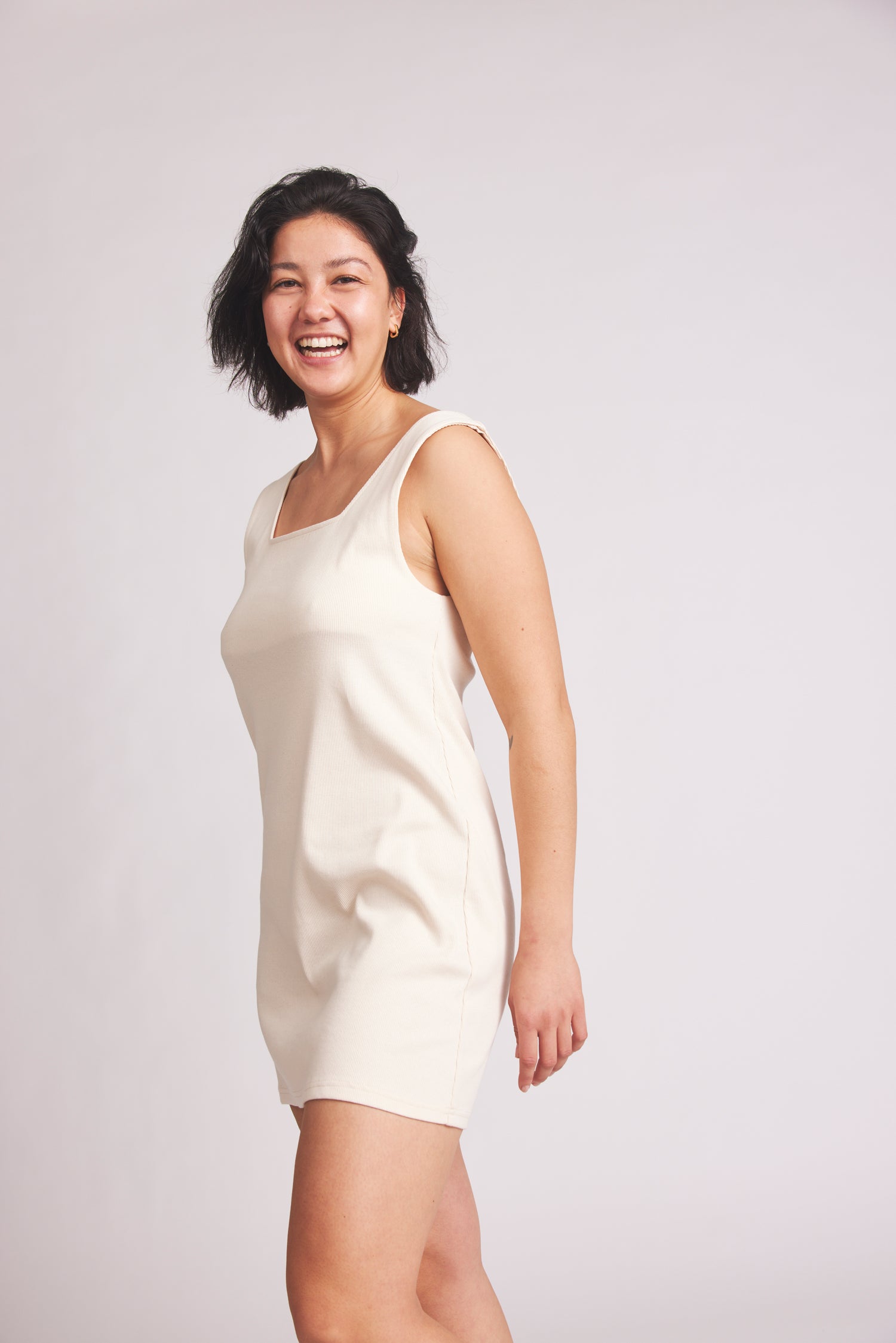White Benita dress made of organic cotton from Baige the Label