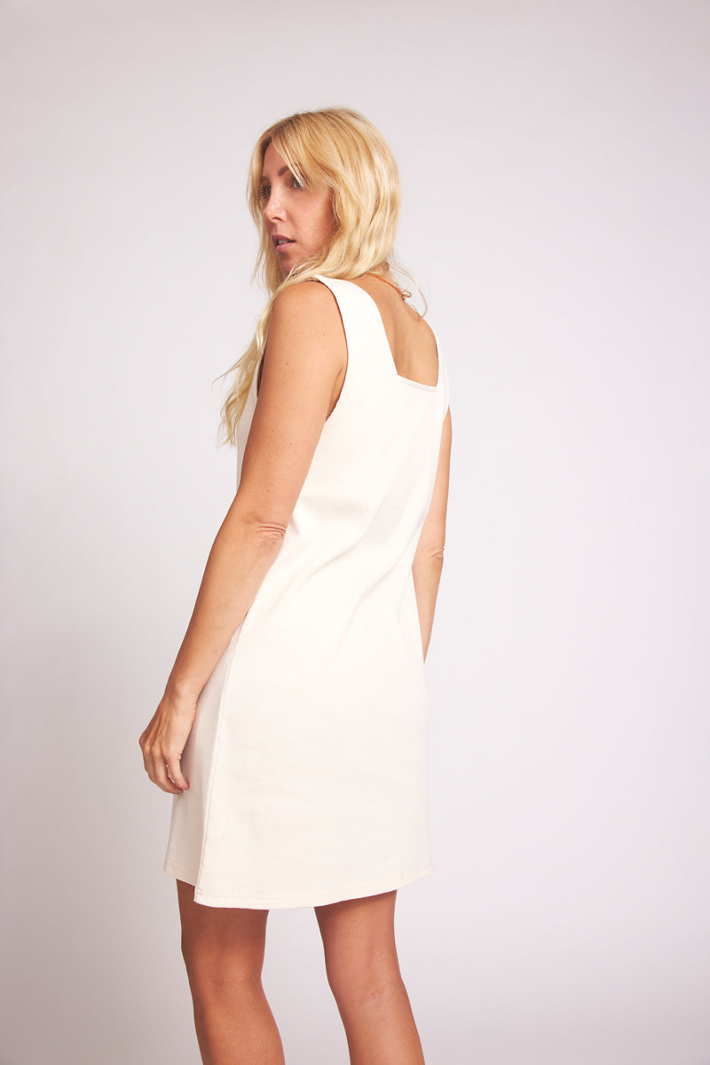 White Benita dress made of organic cotton from Baige the Label