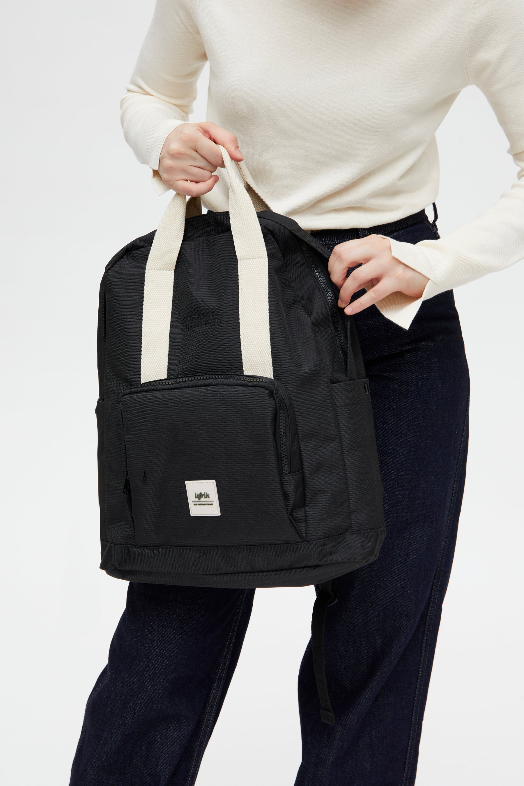 Black backpack Capsule (15l) made from recycled PET plastic bottles