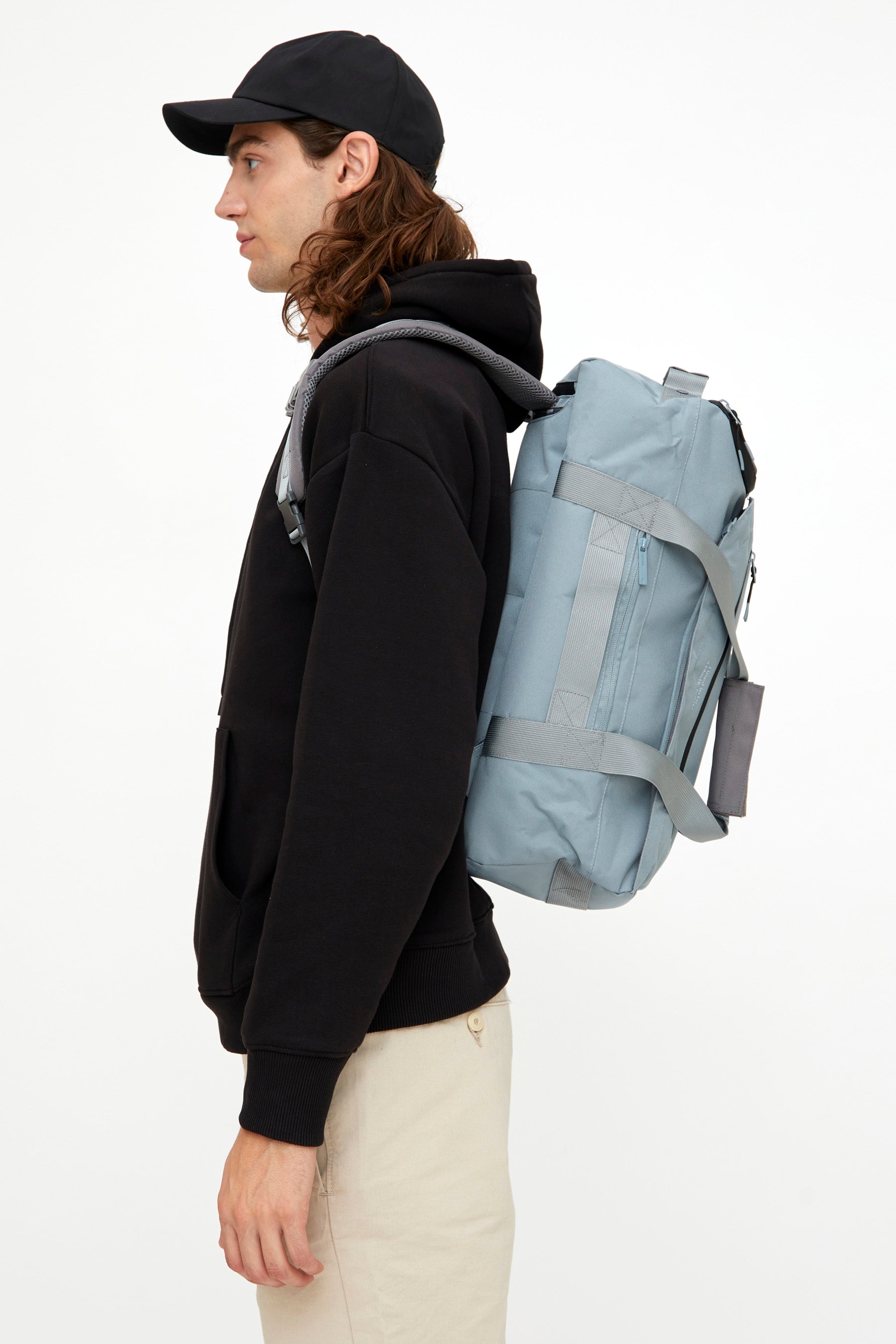 Light blue Wanderer travel backpack made from recycled PET from Lefrik