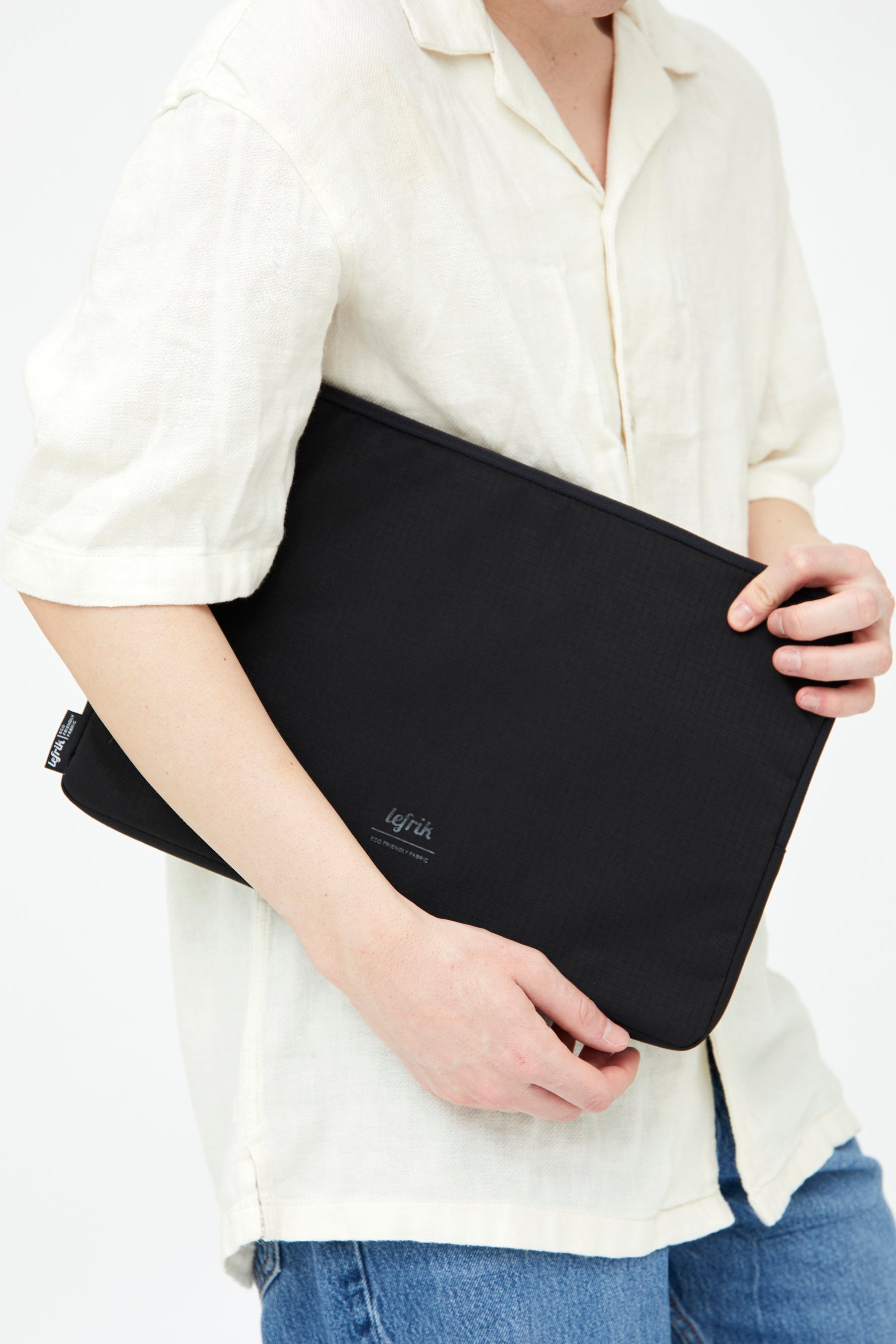 Black Vandra laptop bag made from recycled PET from Lefrik
