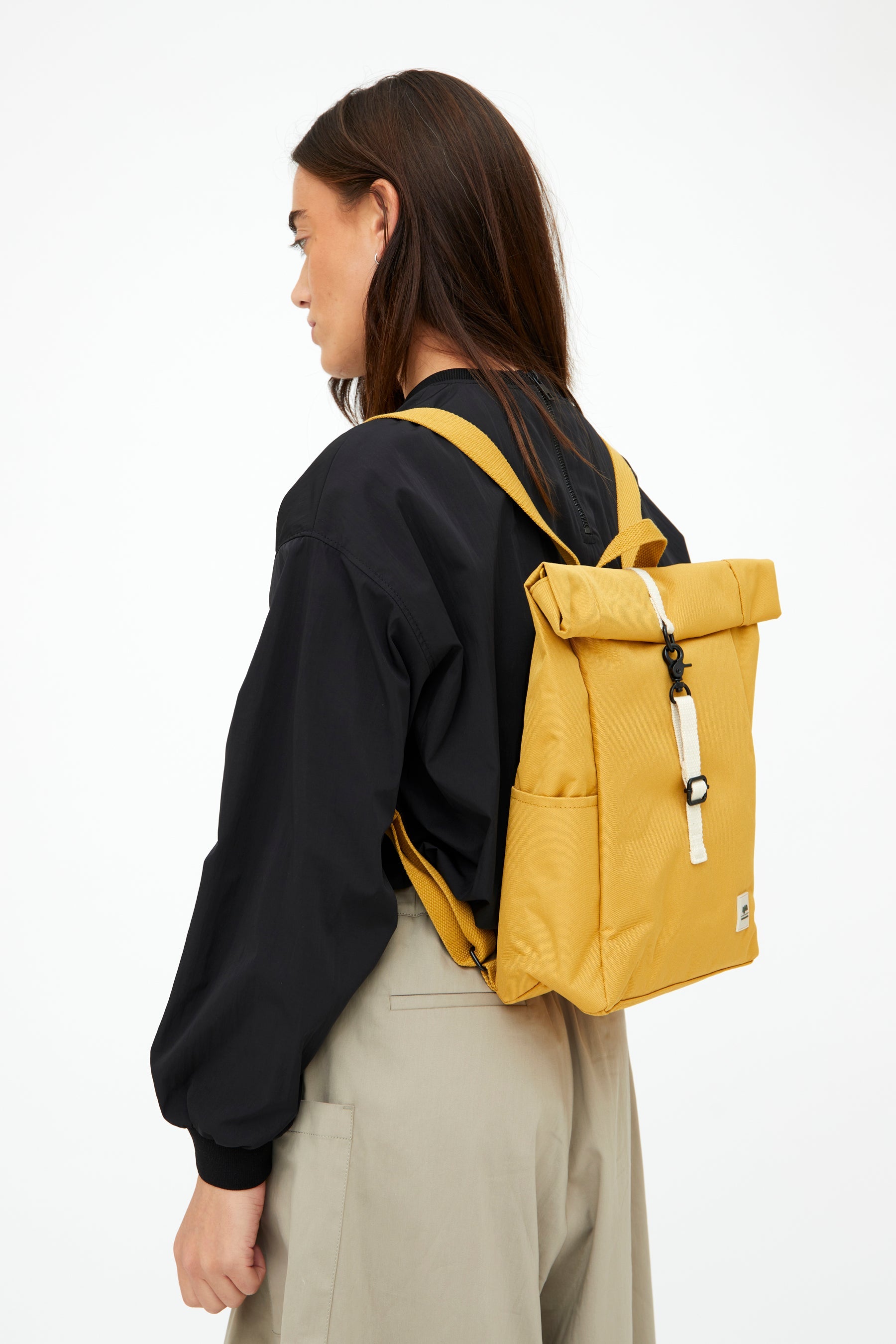 Yellow Roll Mini backpack made from recycled PET from Lefrik