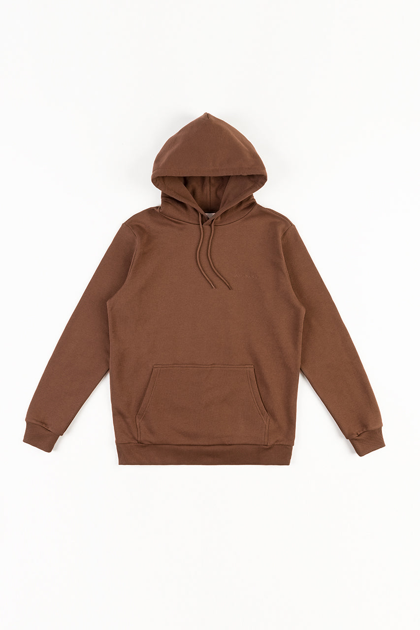 Dark brown logo hoodie made of organic cotton by Rotholz