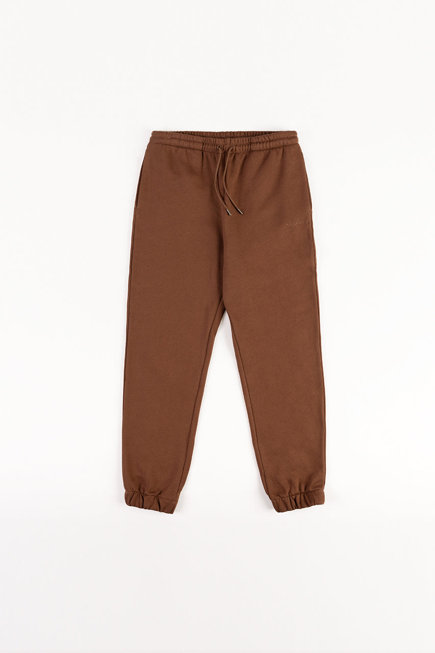 Pantalon de jogging à logo marron foncé en coton biologique par Rotholz