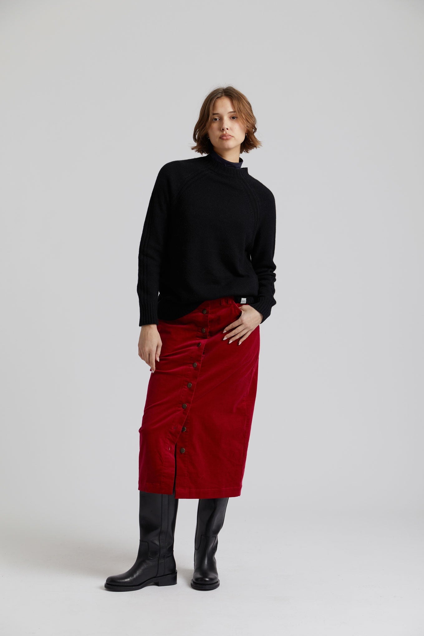 Red corduroy skirt ISABEL made of organic cotton by Komodo 