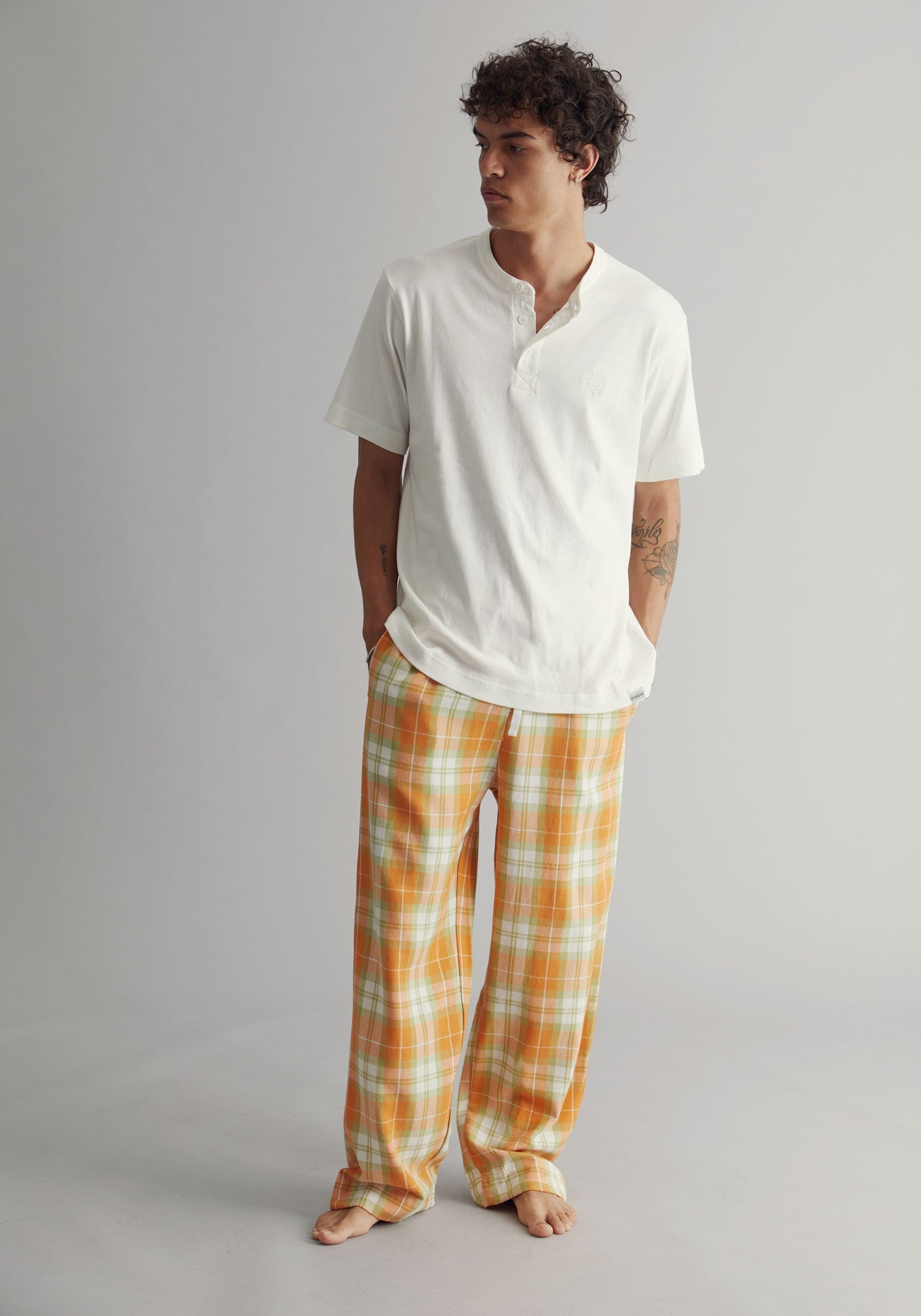 Ensemble pyjama orange-blanc JIM JAM en coton biologique de Komodo