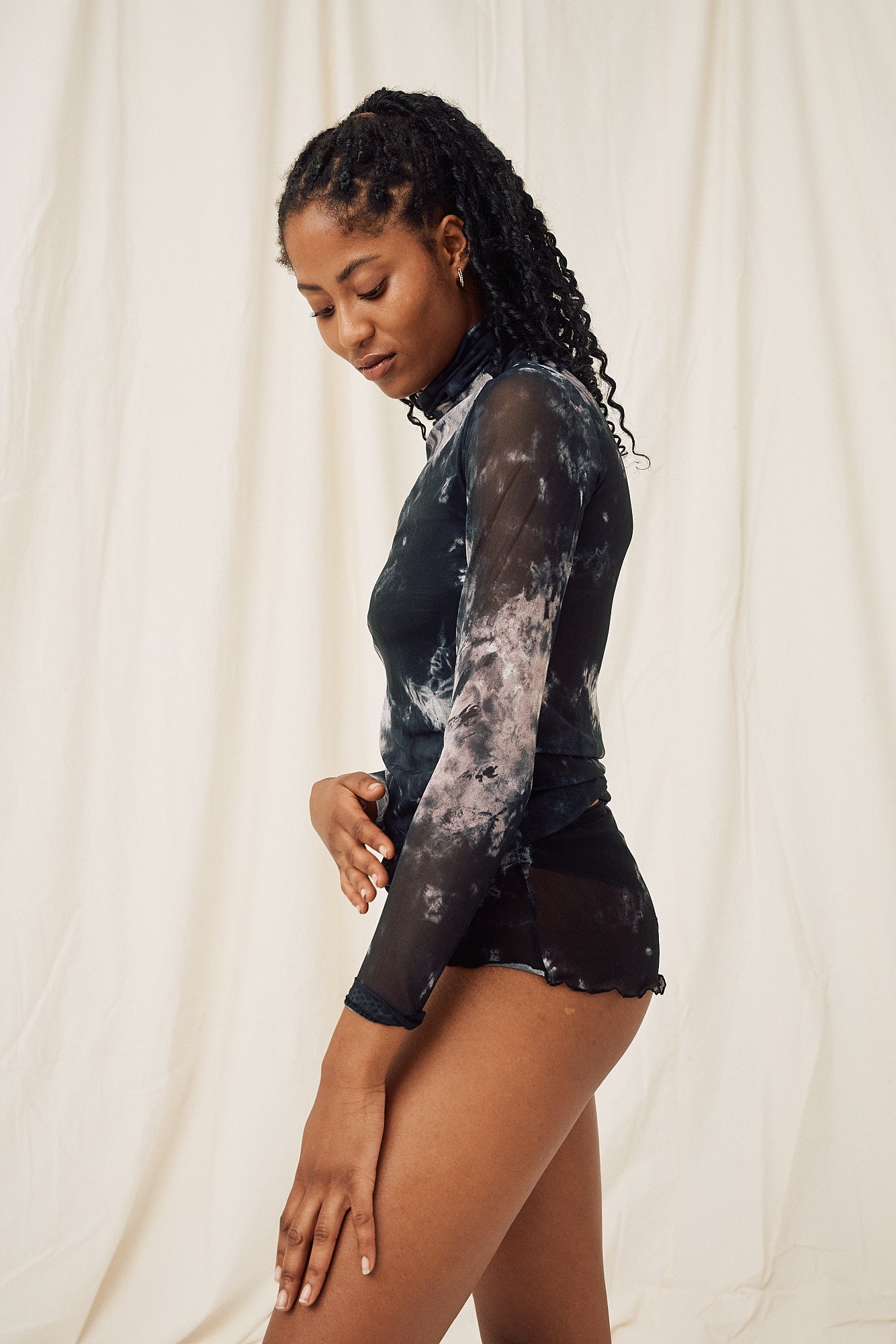 Transparent body sheer made from recycled polyamide by MOYA KALA