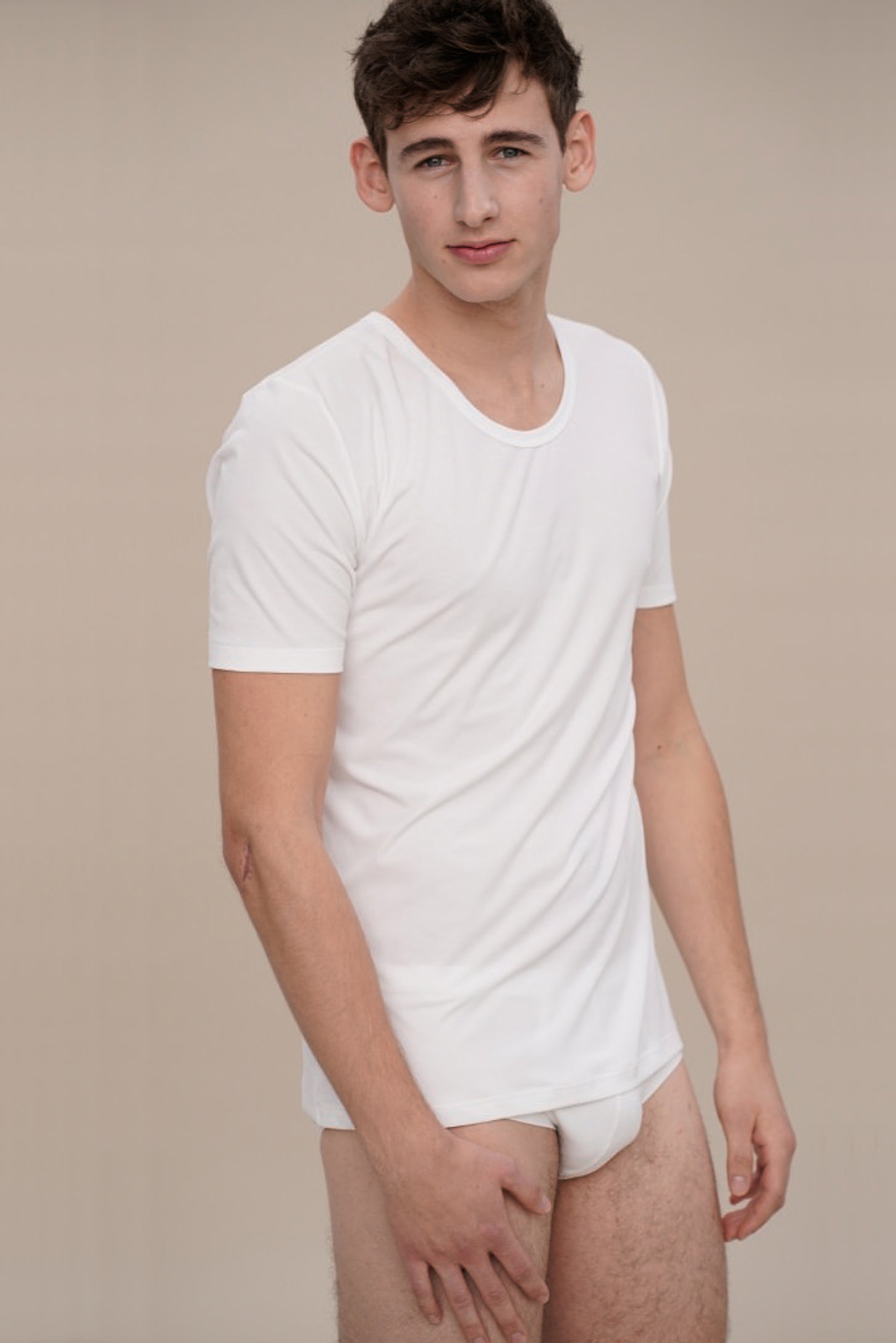 T-shirt / maillot de corps blanc en MicroModal naturel de moi-basics