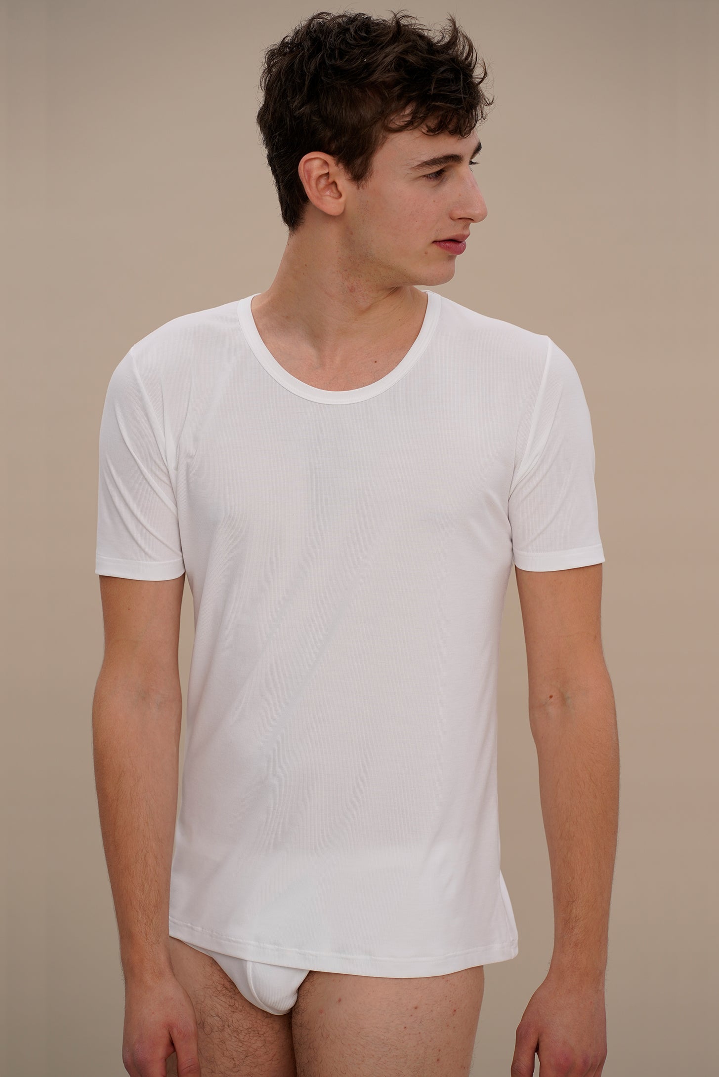 T-shirt / maillot de corps blanc en MicroModal naturel de moi-basics