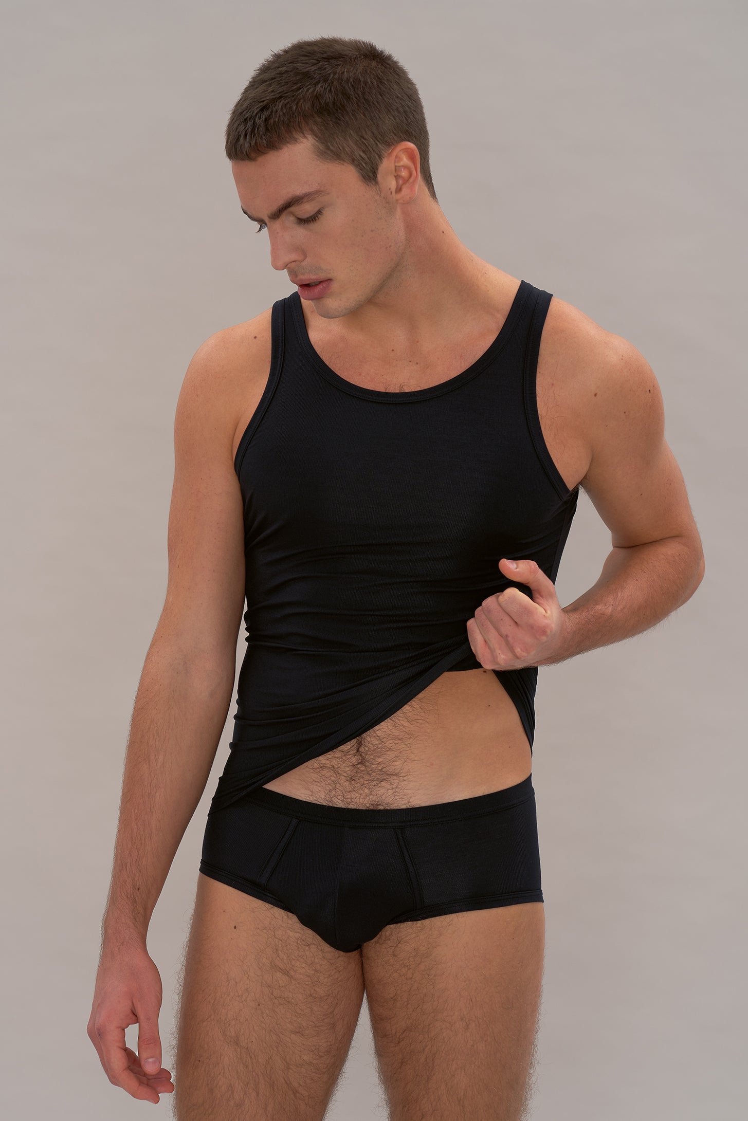Tank top / undershirt in black made from natural MicroModal from moi-basics