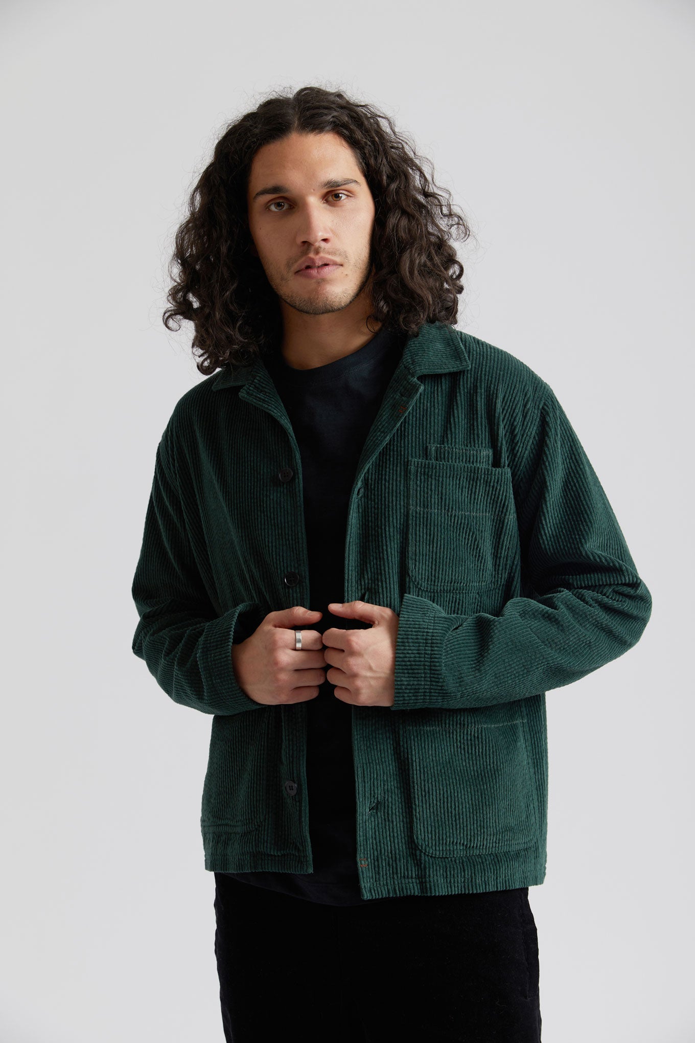 Dark green corduroy jacket MONDRIAN made of 100% organic cotton from Komodo