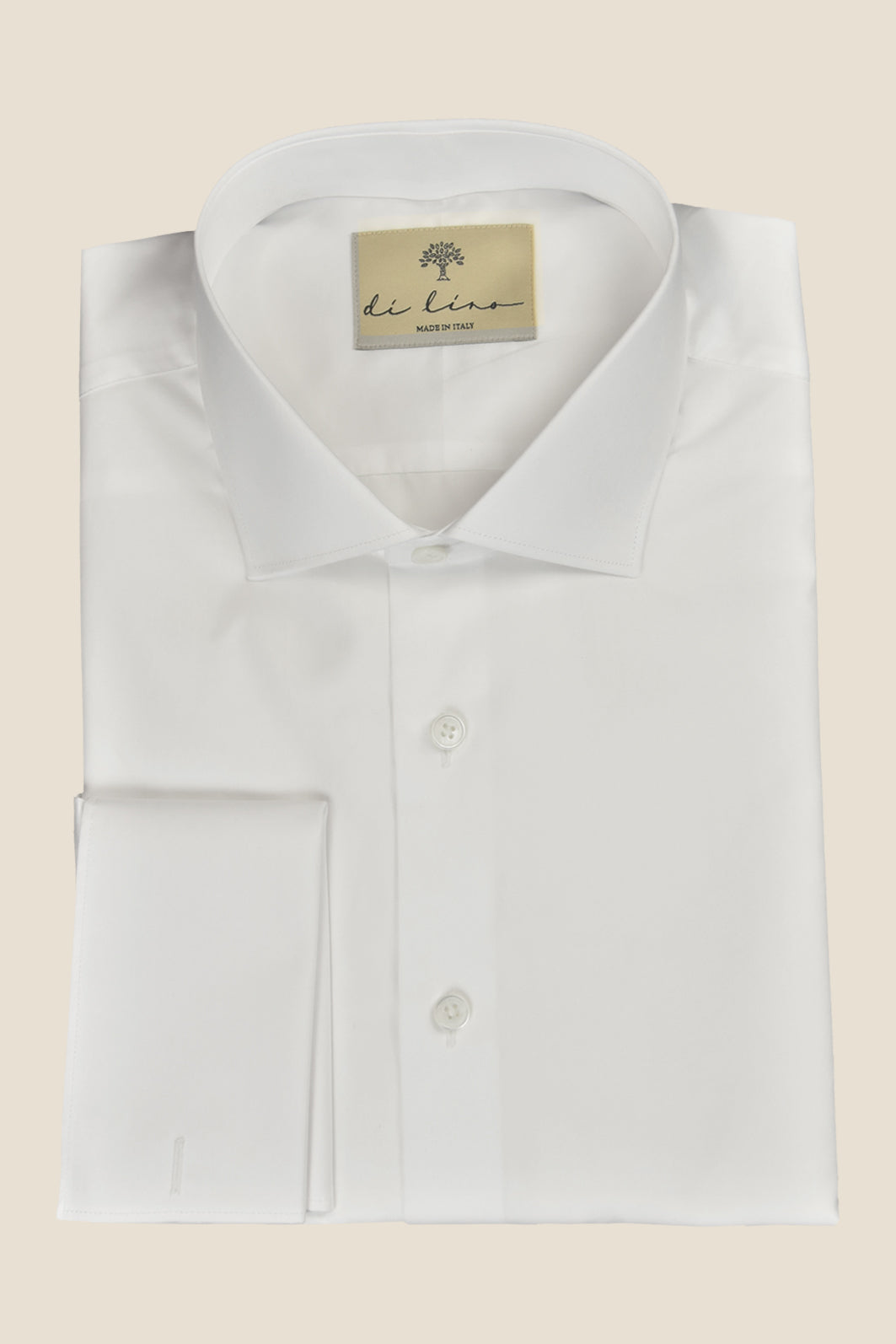 White business shirt made of organic cotton with a classic shark collar and 2% elastane - Made to order