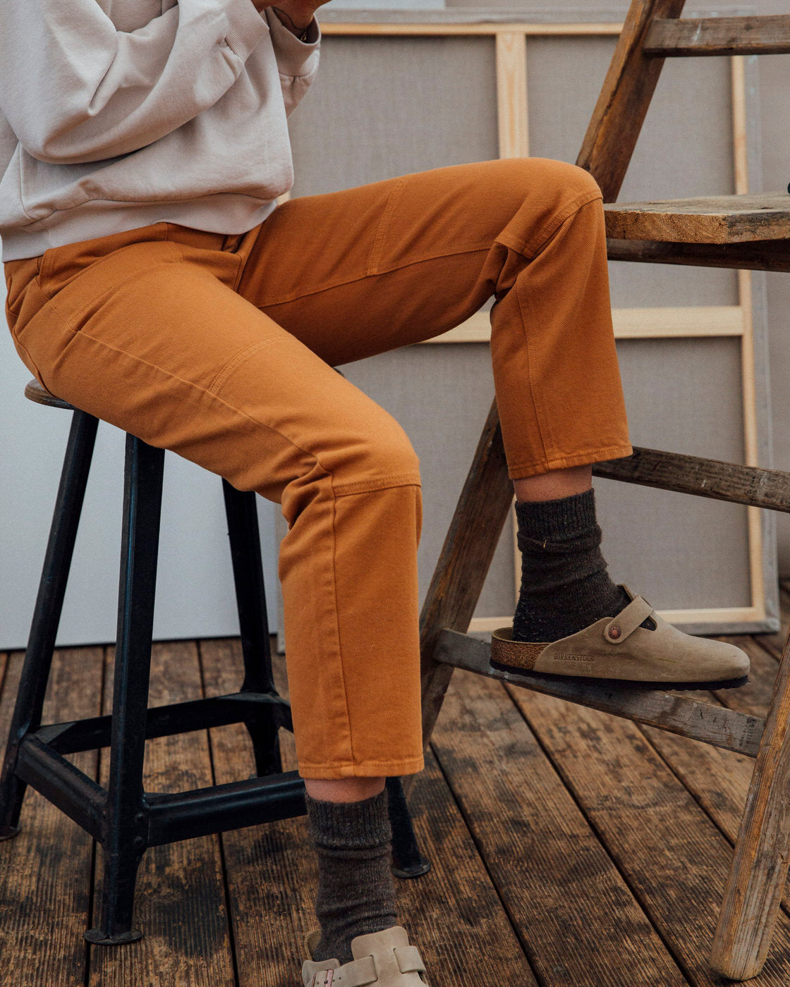 Pantalon droit beige sauge sauvage en coton biologique de Matona