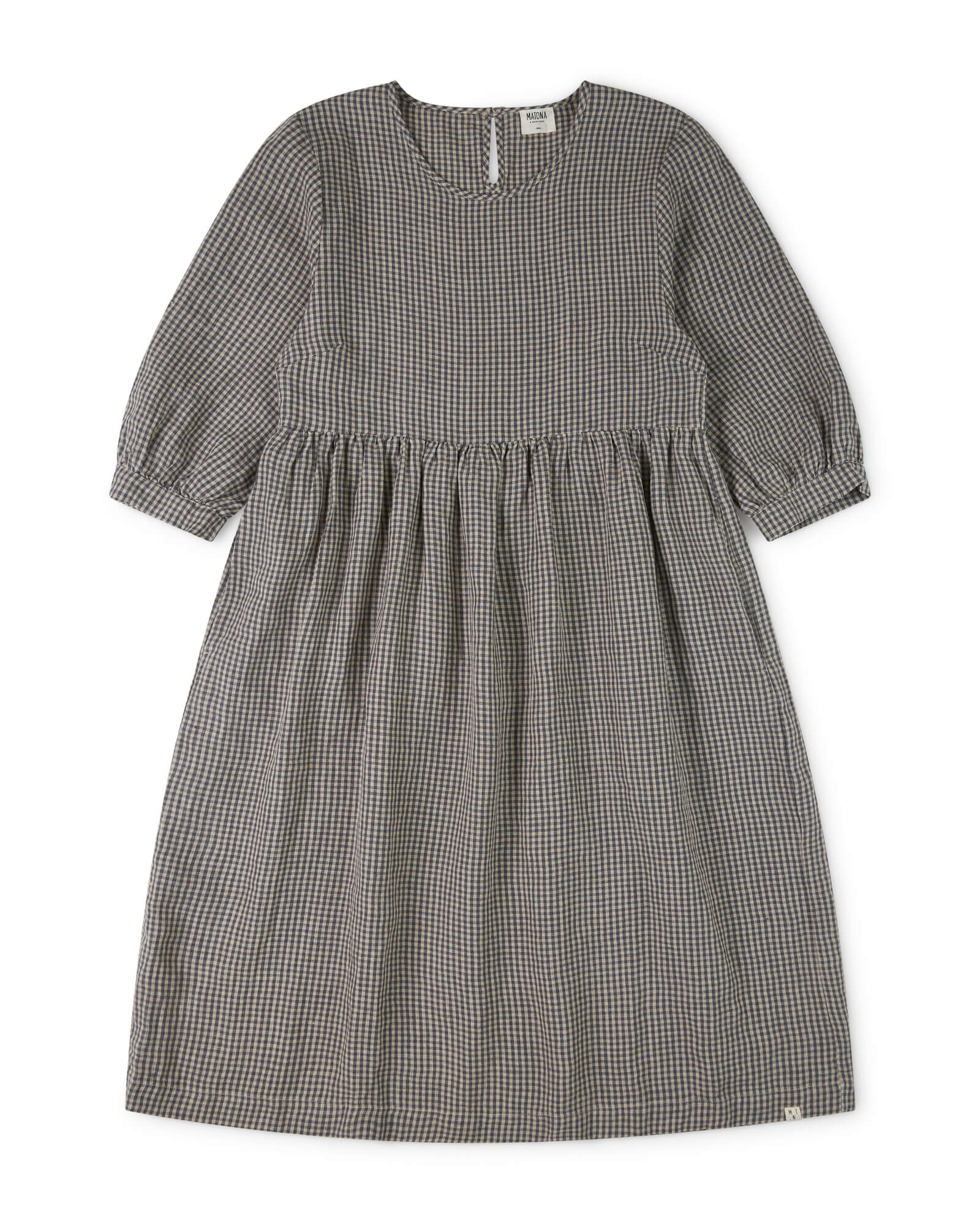 Graues Kleid vichy aus Leinen von Matona