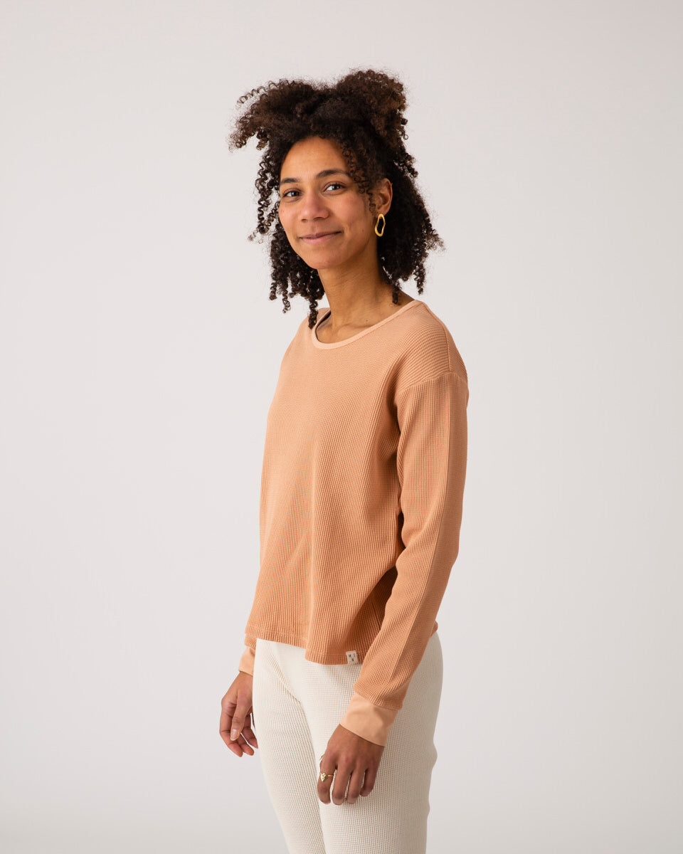 Orange-brown long-sleeved terracotta cotton shirt from Matona