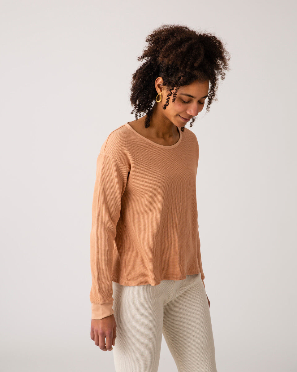 Orange-brown long-sleeved terracotta cotton shirt from Matona