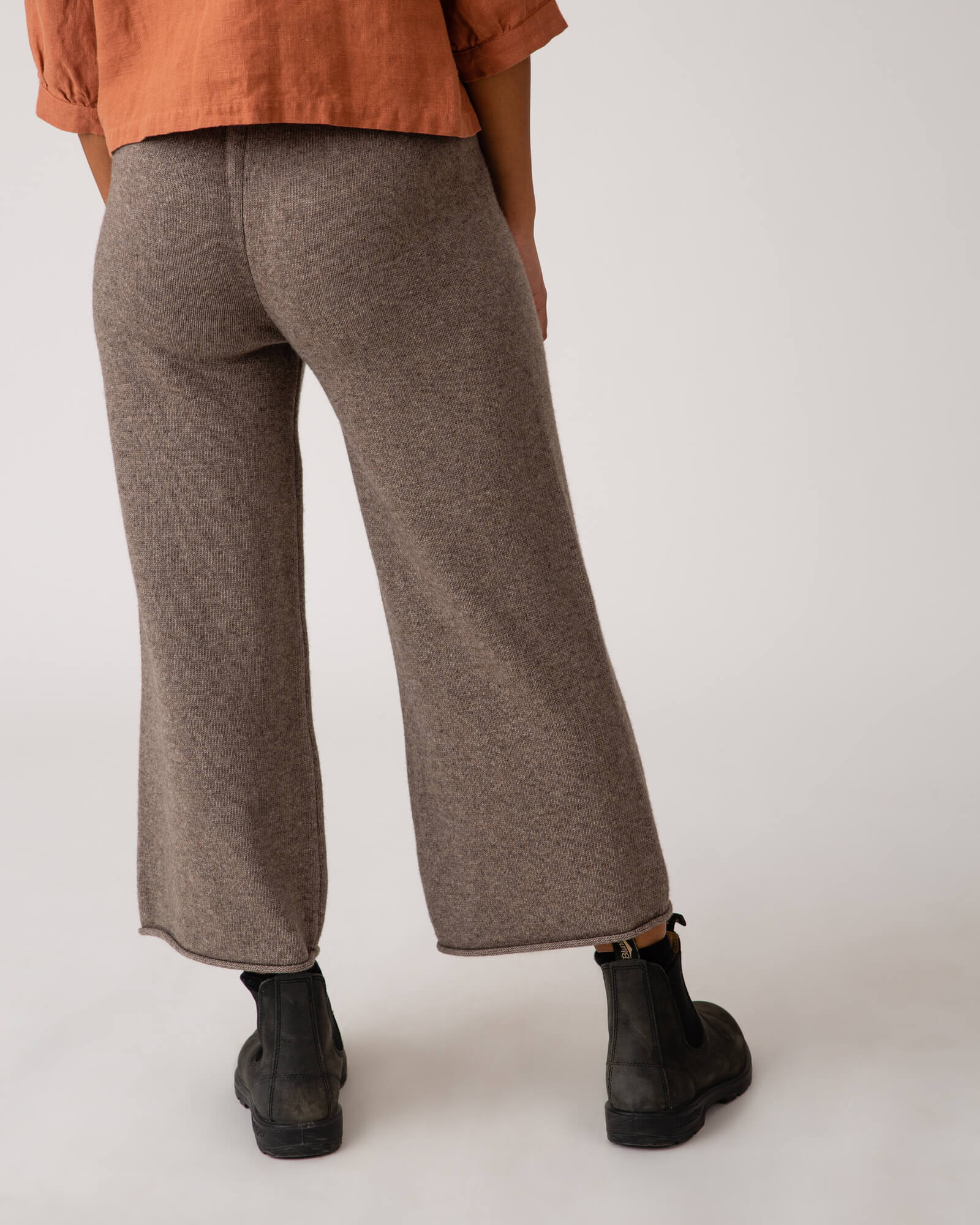 Dark brown straight trousers made from recycled wool by Matona