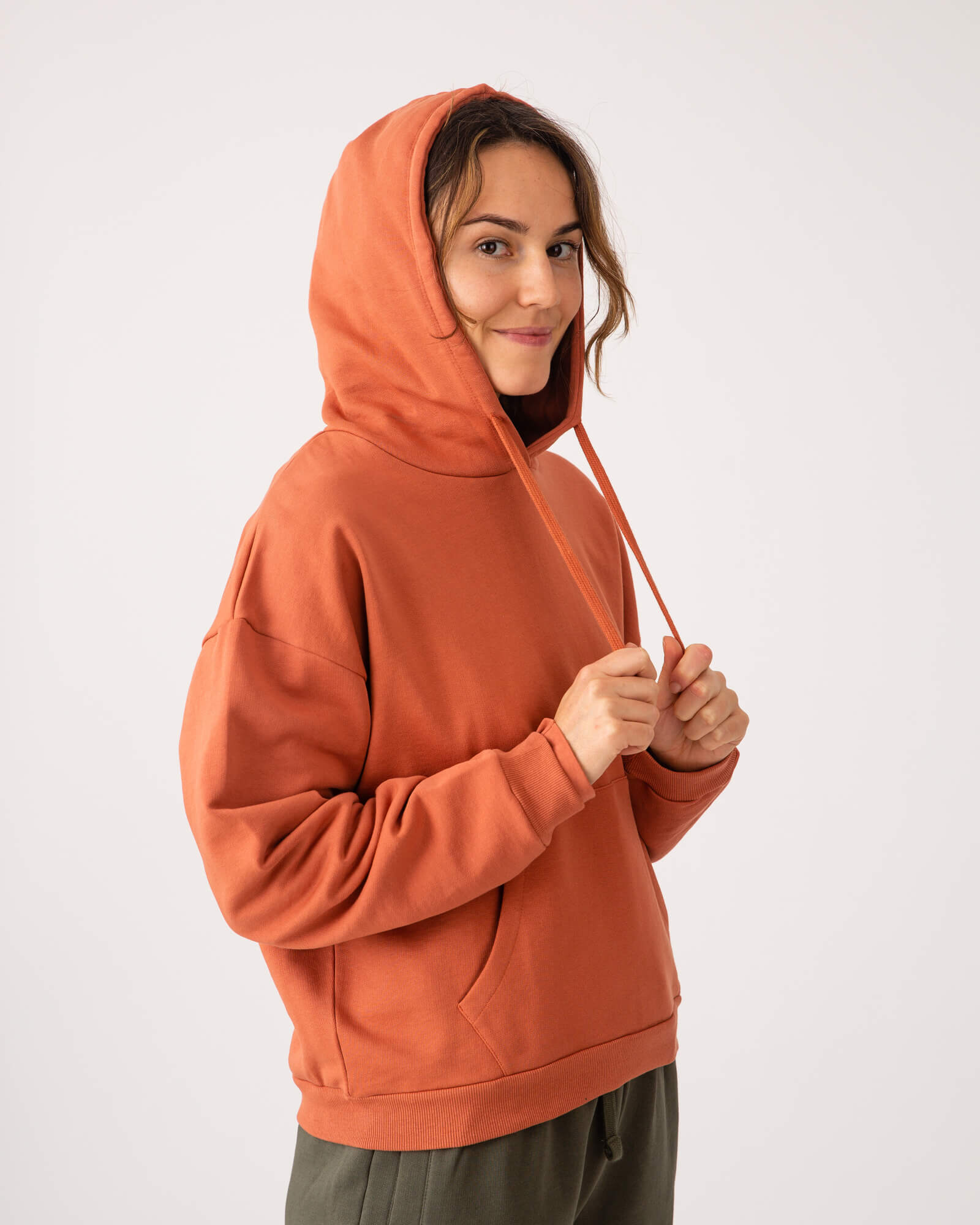 Orange hoodie cider made of 100% cotton from Matona