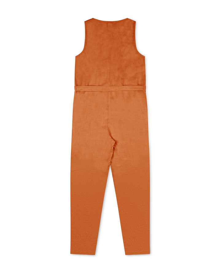 Rust orange jumpsuit made of linen by Matona