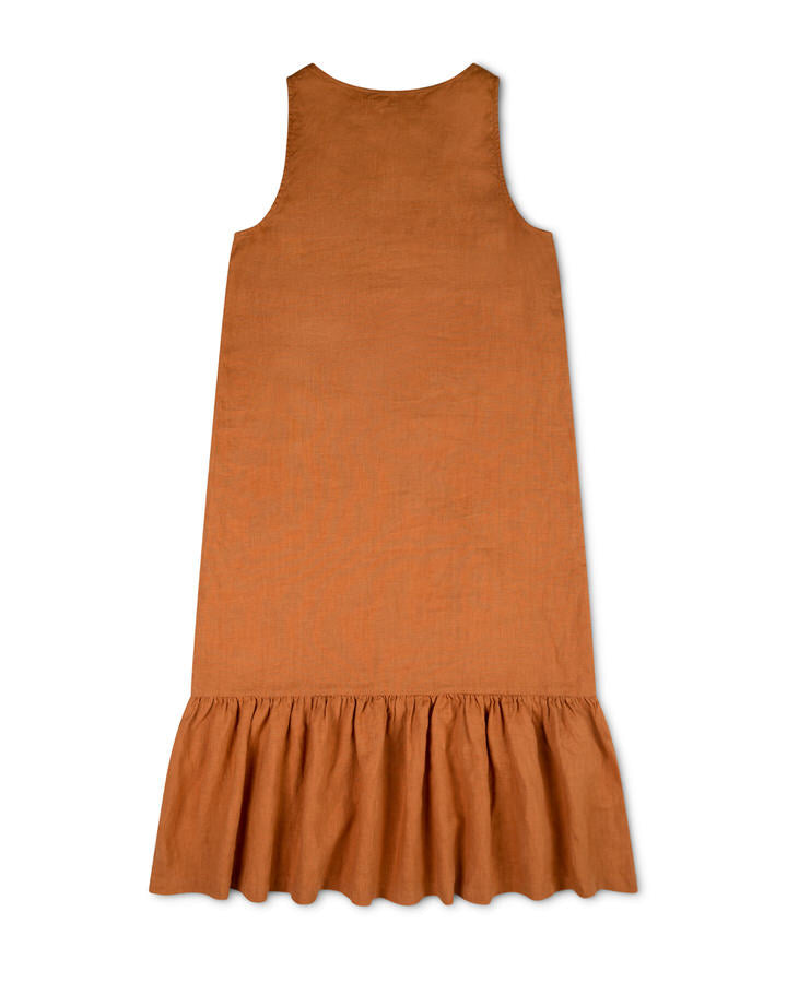 Oranges Kleid rust aus Leinen von Matona