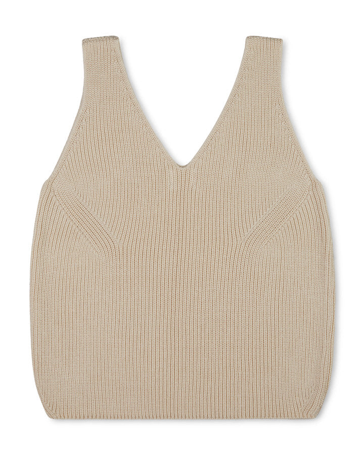 Beige, sleeveless top pearl made from 100% organic cotton from Matona