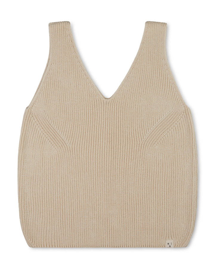 Beige, sleeveless top pearl made from 100% organic cotton from Matona