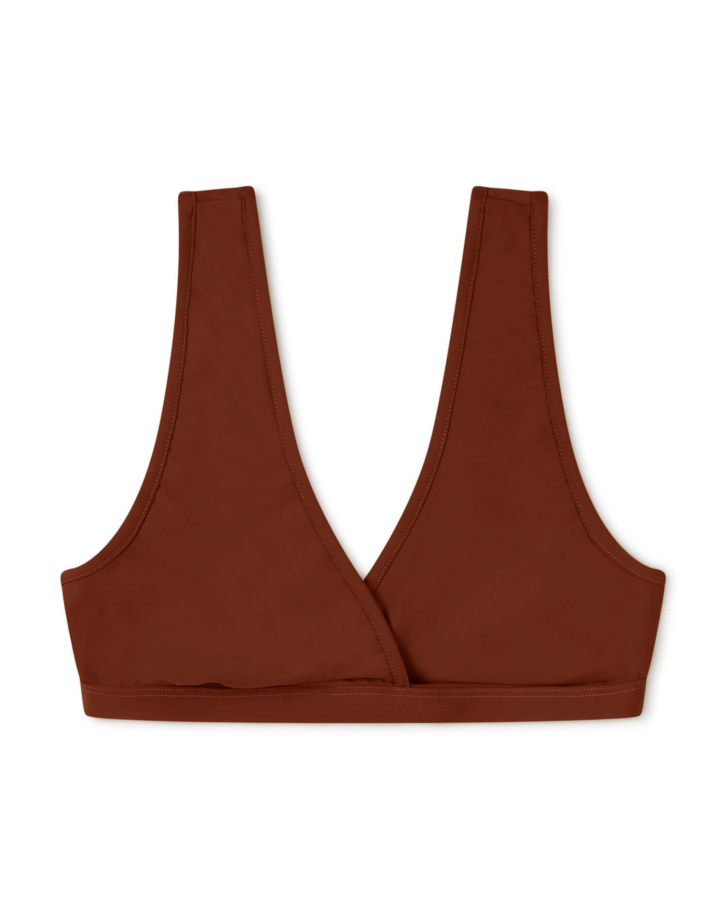 Red-brown bikini top made from recycled polyamide from Matona