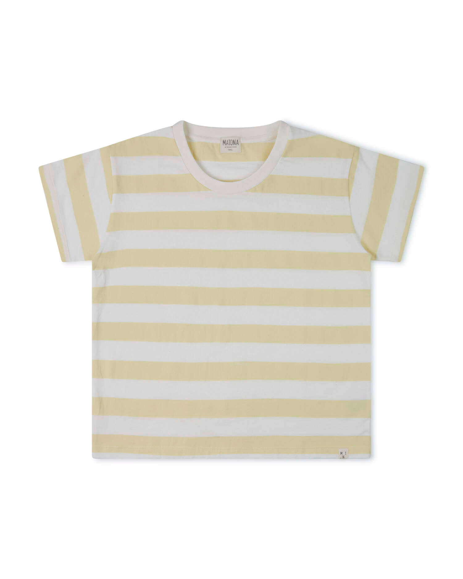 T-shirt rayé jaune et blanc en coton 100% biologique de Matona