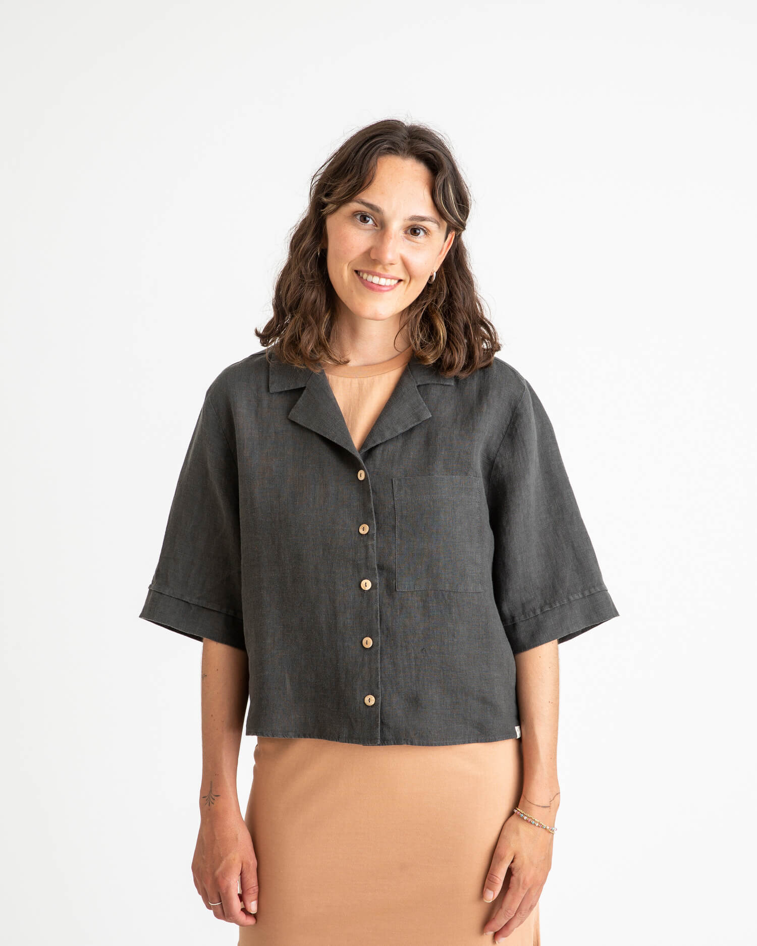 Black linen blouse from Matona