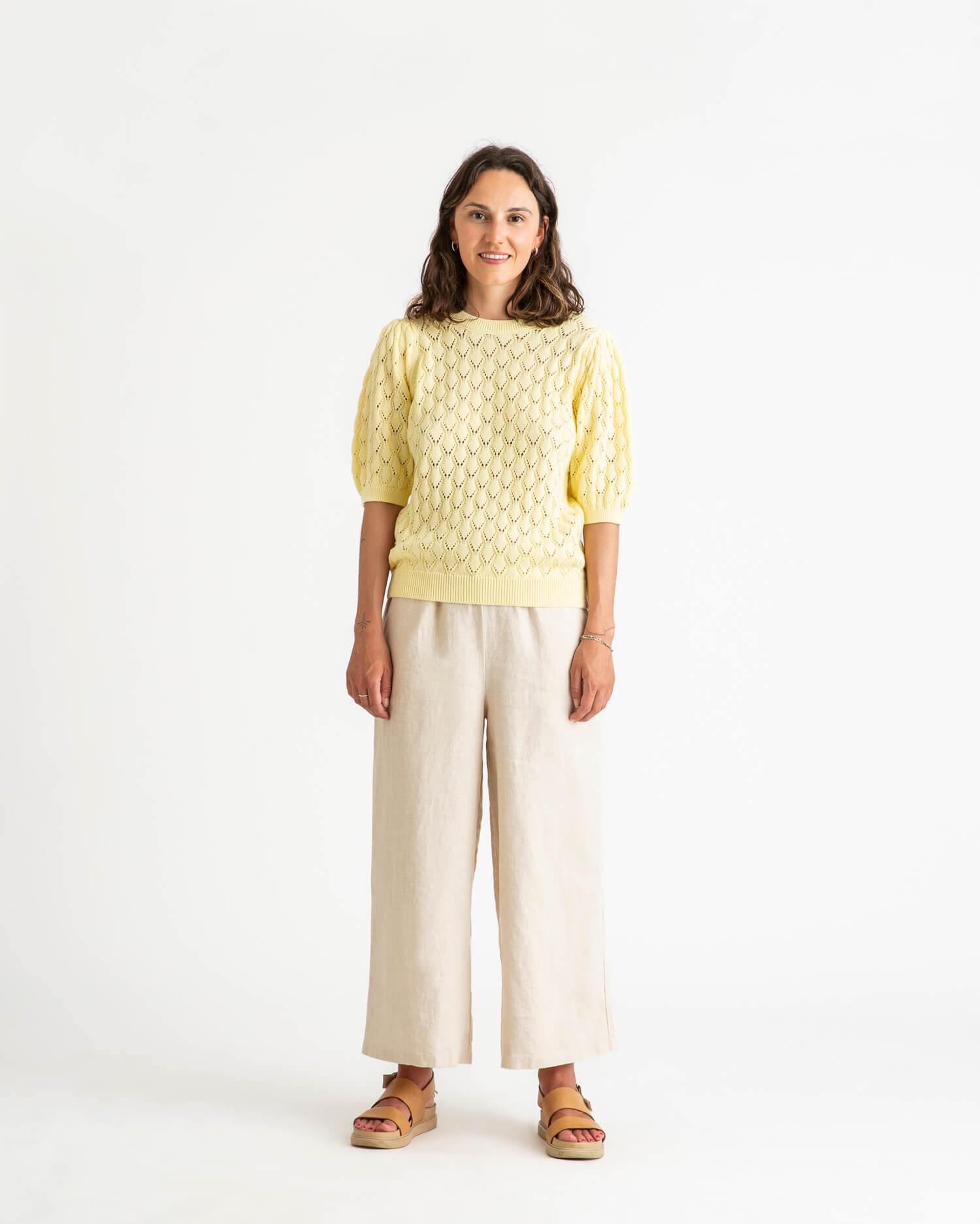 Gelbe, gestrickte Bluse aus 100% Bio-Baumwolle von Matona