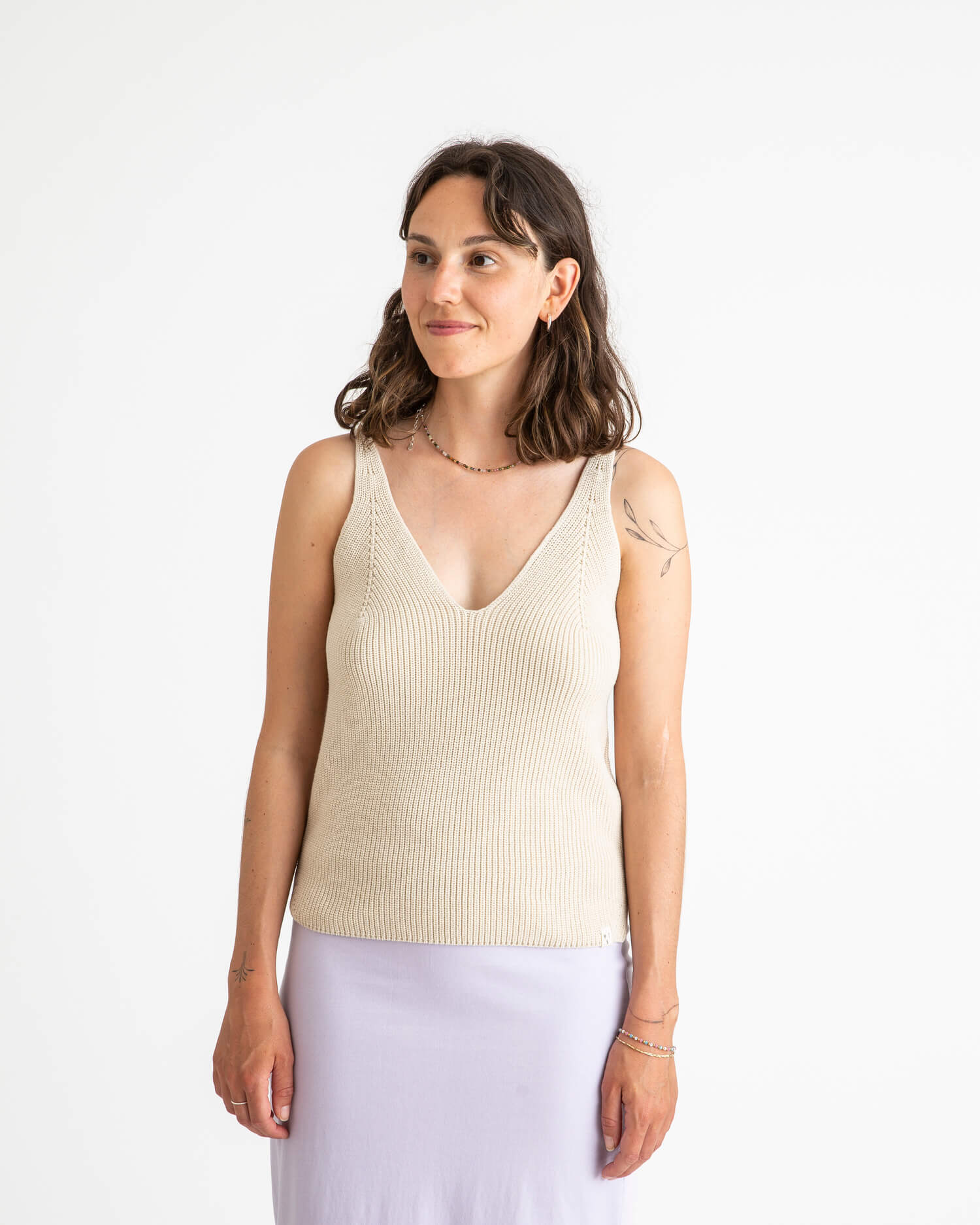 White, knitted tank top made from 100% organic cotton from Matona