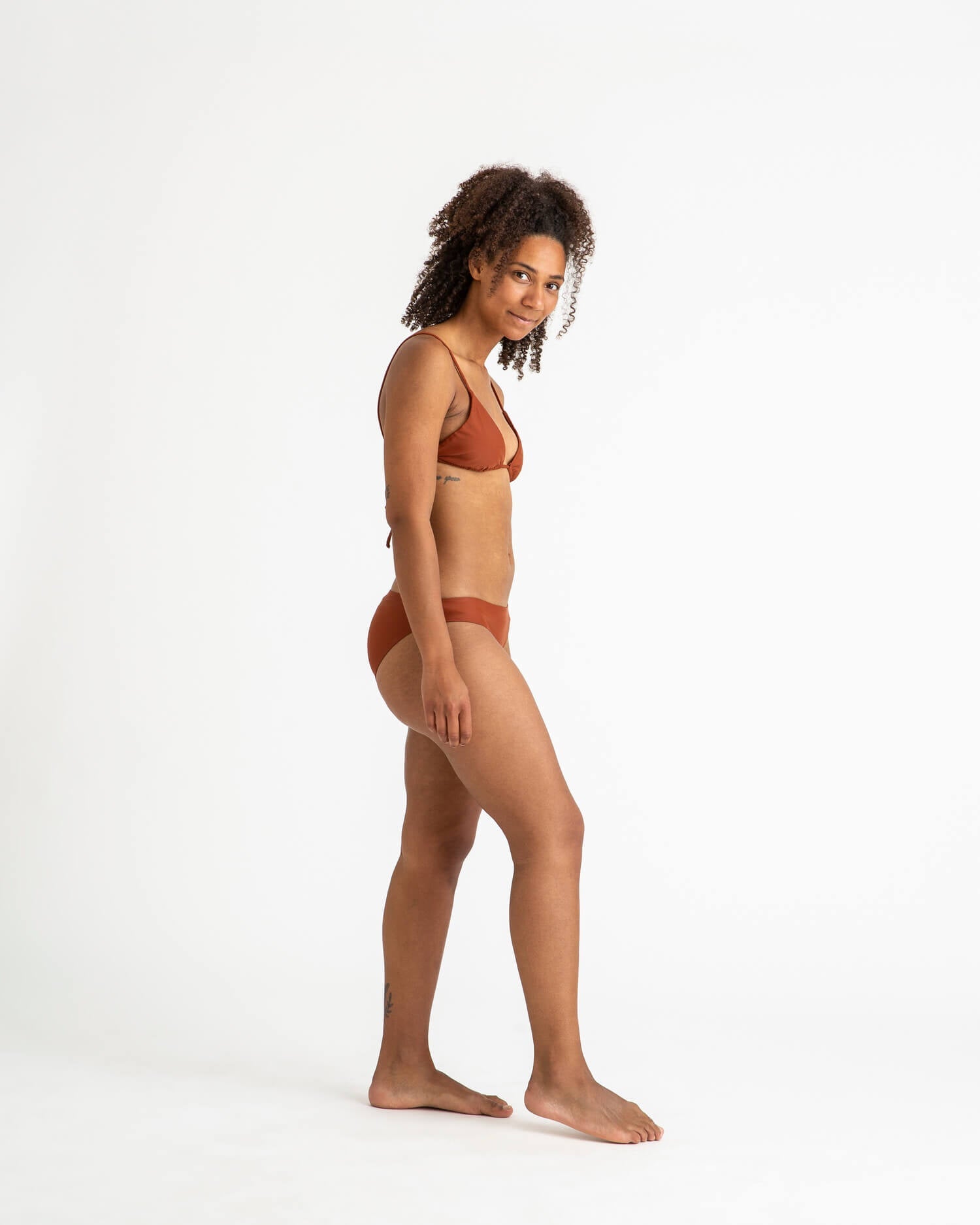 Red-brown triangle bikini top made from recycled polyamide from Matona