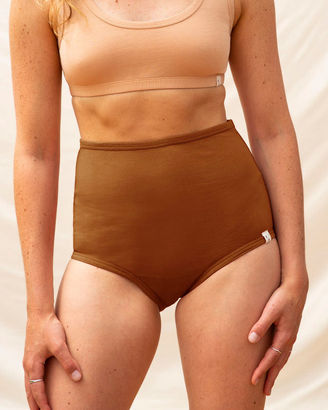 Brown toffee briefs made from organic cotton by Matona