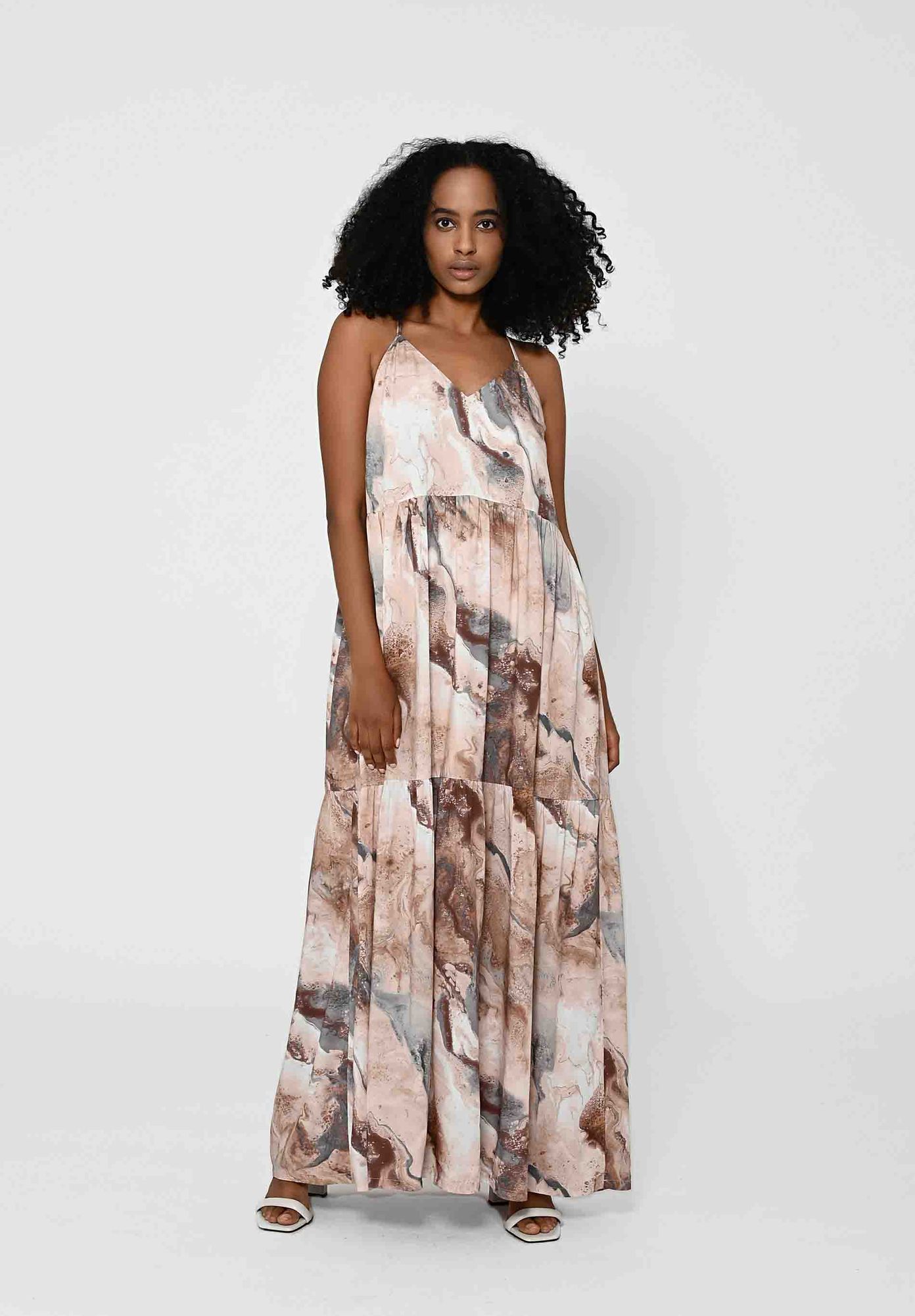 Maxi dress TAPAJO in marble by LOVJOI made from ECOVERO™ (ST)