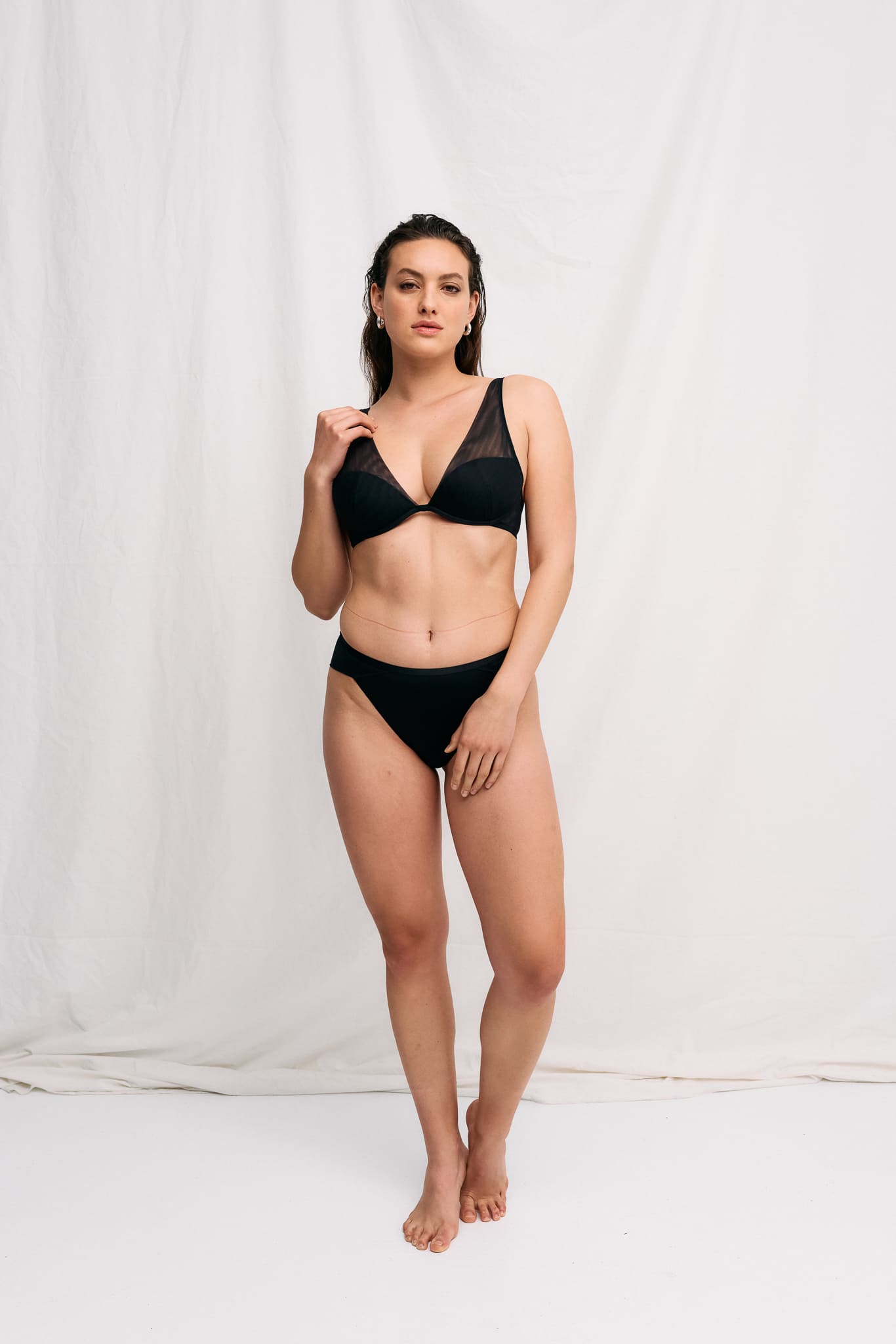 Black Pure Soft non-wired bra made from recycled polyester by MOYA KALA
