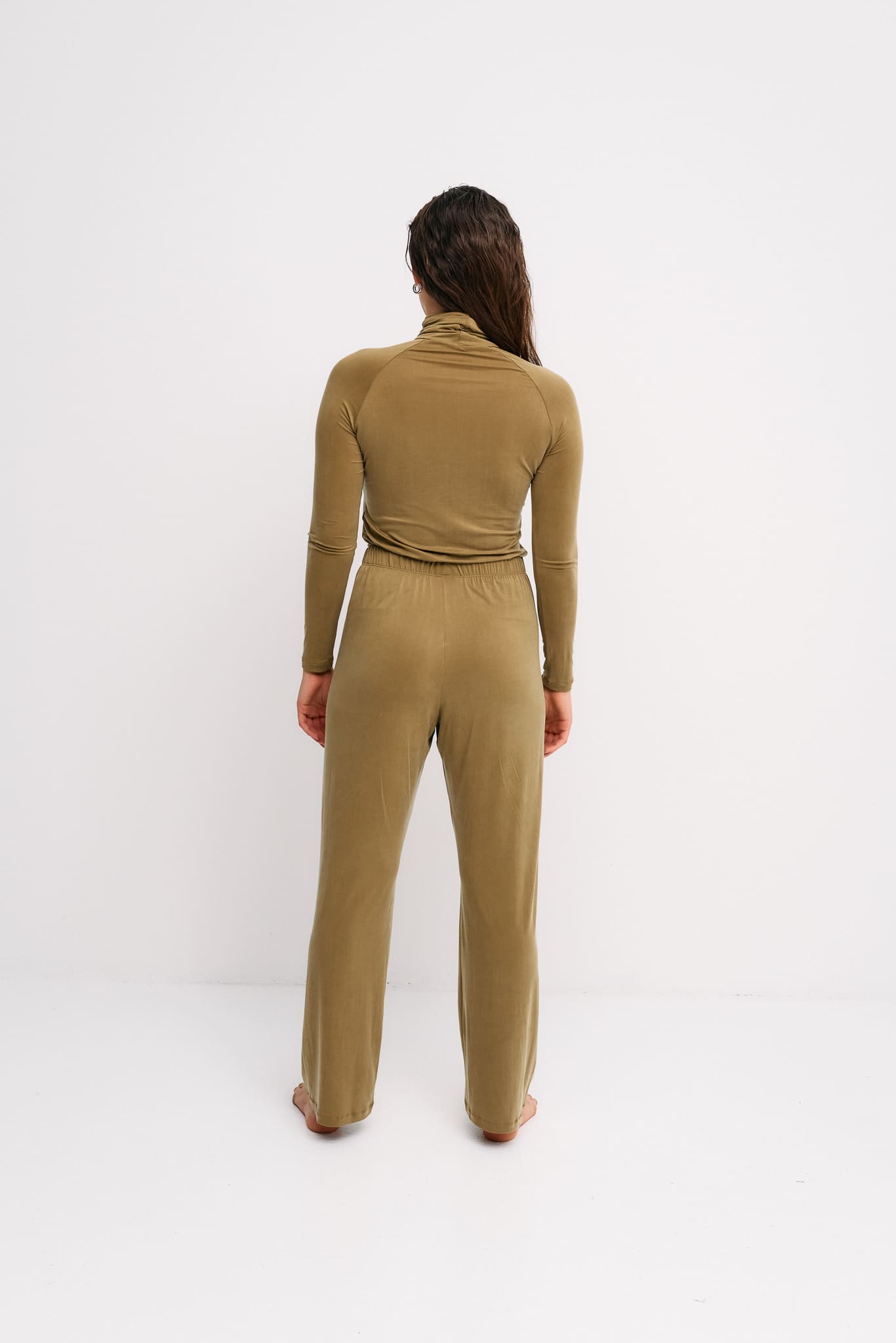 Brown high waist pants made of cupro by MOYA KALA