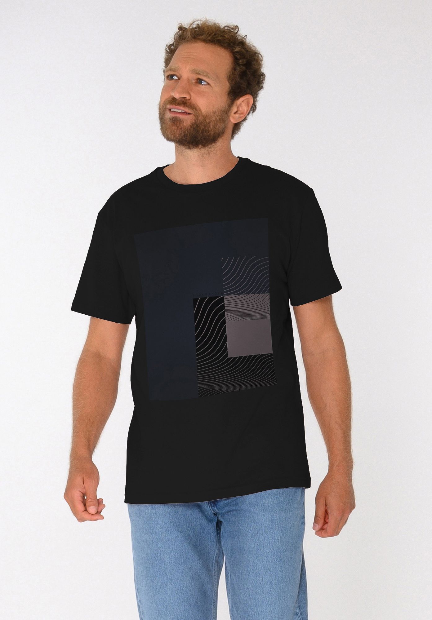 T-Shirt cubes in schwarz aus Biobaumwolle von ThokkThokk (S)