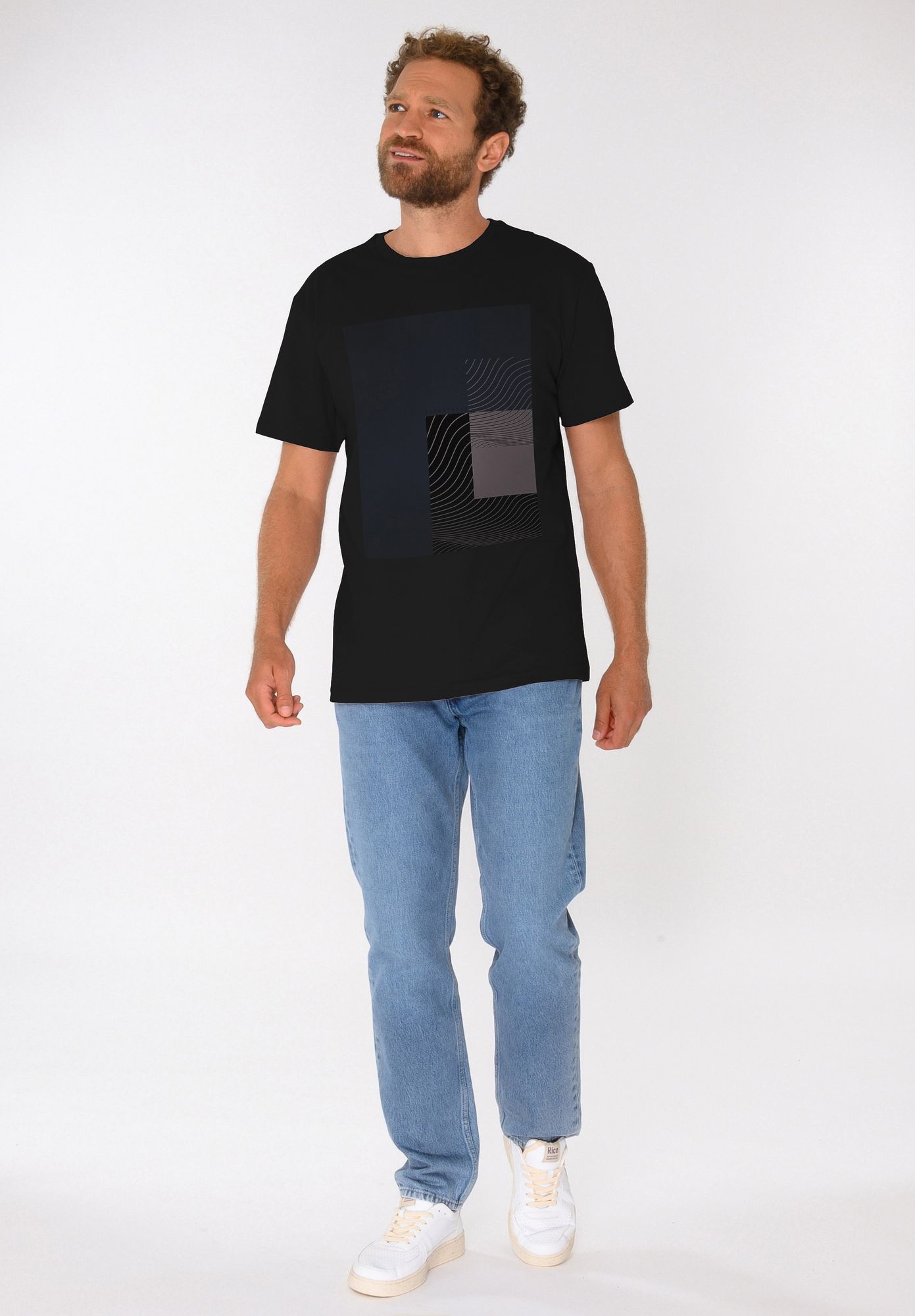 T-Shirt cubes in schwarz aus Biobaumwolle von ThokkThokk (S)