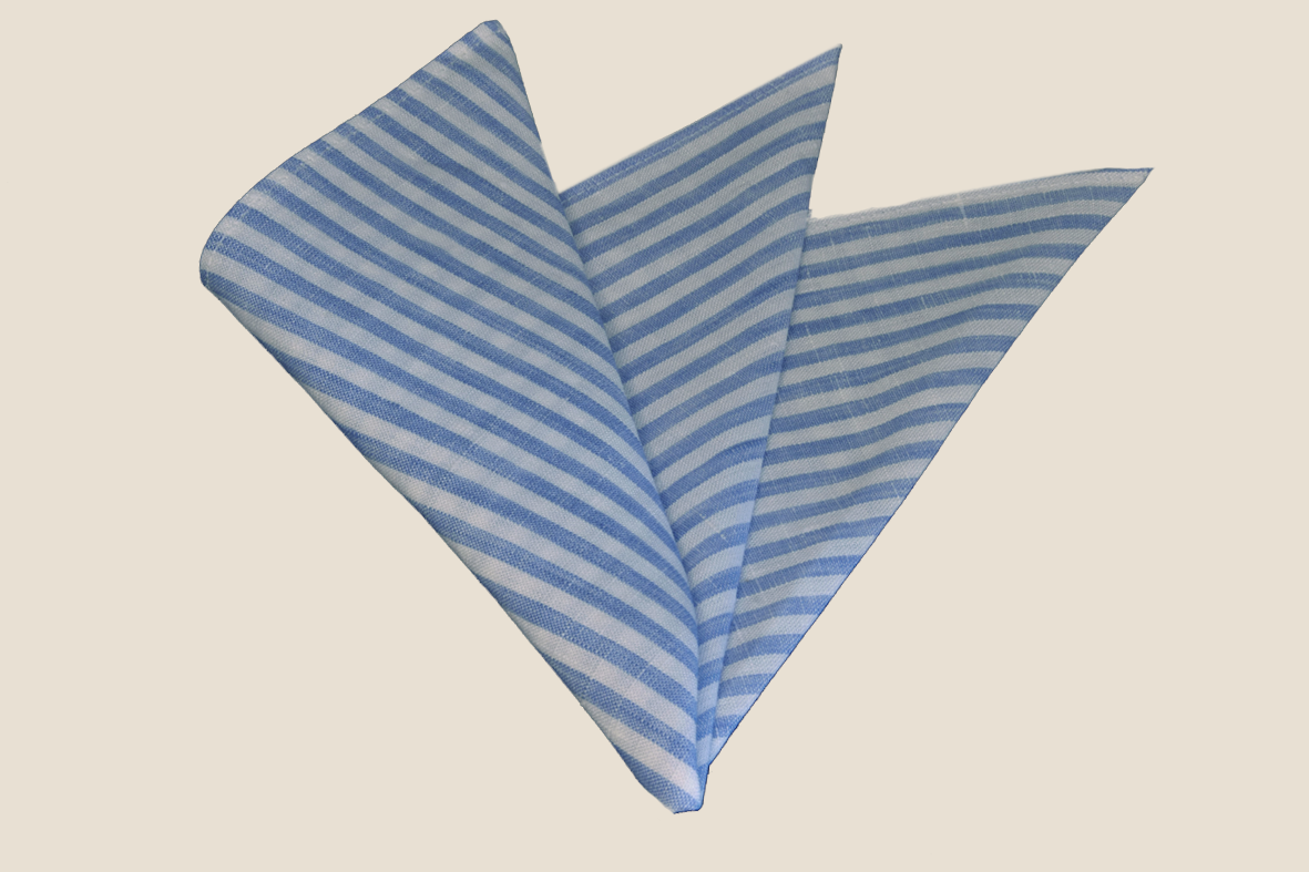 Pochette celeste rigato / blue and white striped pocket square