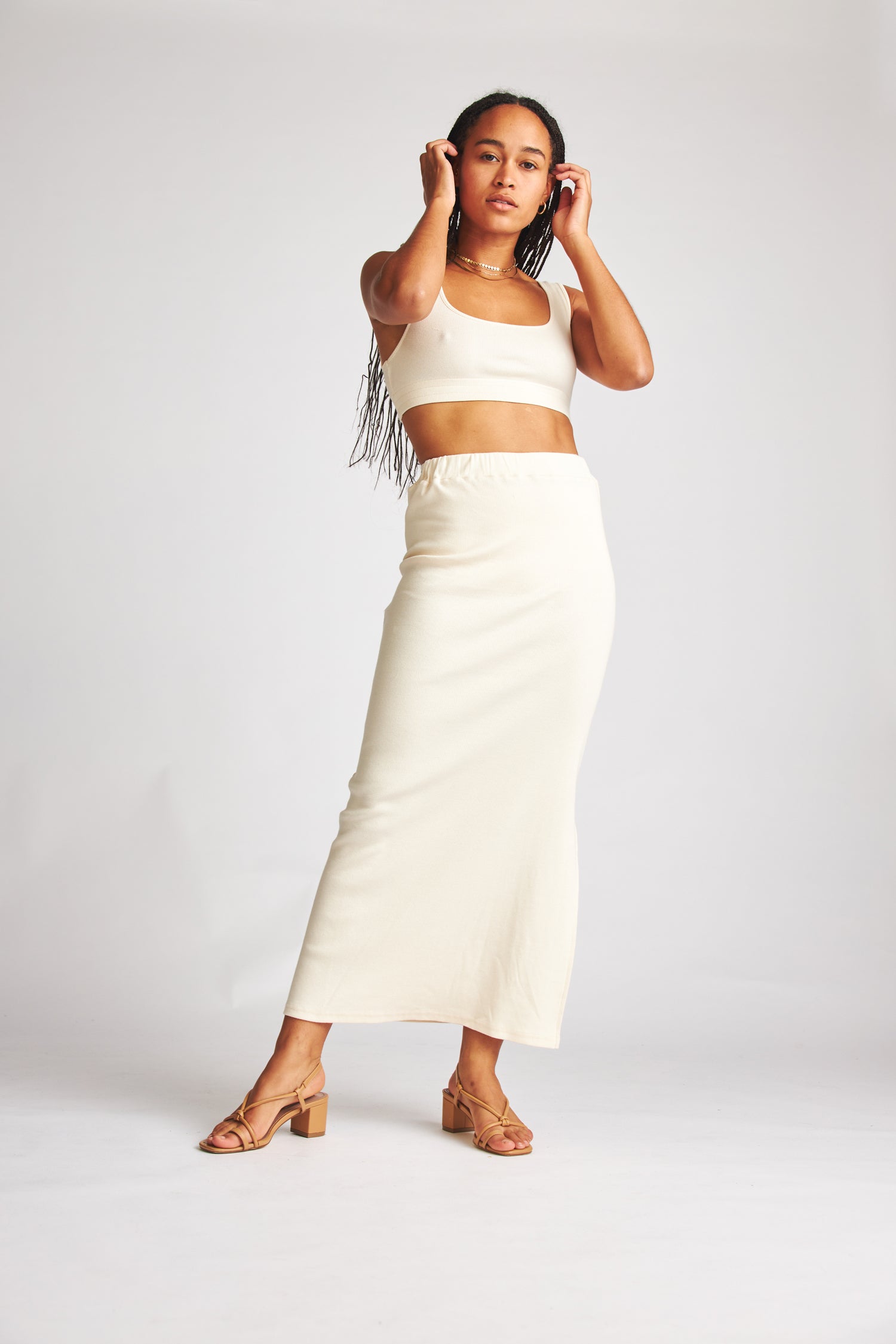 Natural-colored Bea skirt made of organic cotton from Baige the Label