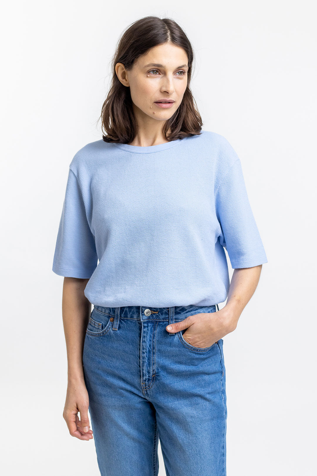 Light blue T-shirt made from 100% organic cotton from Rotholz