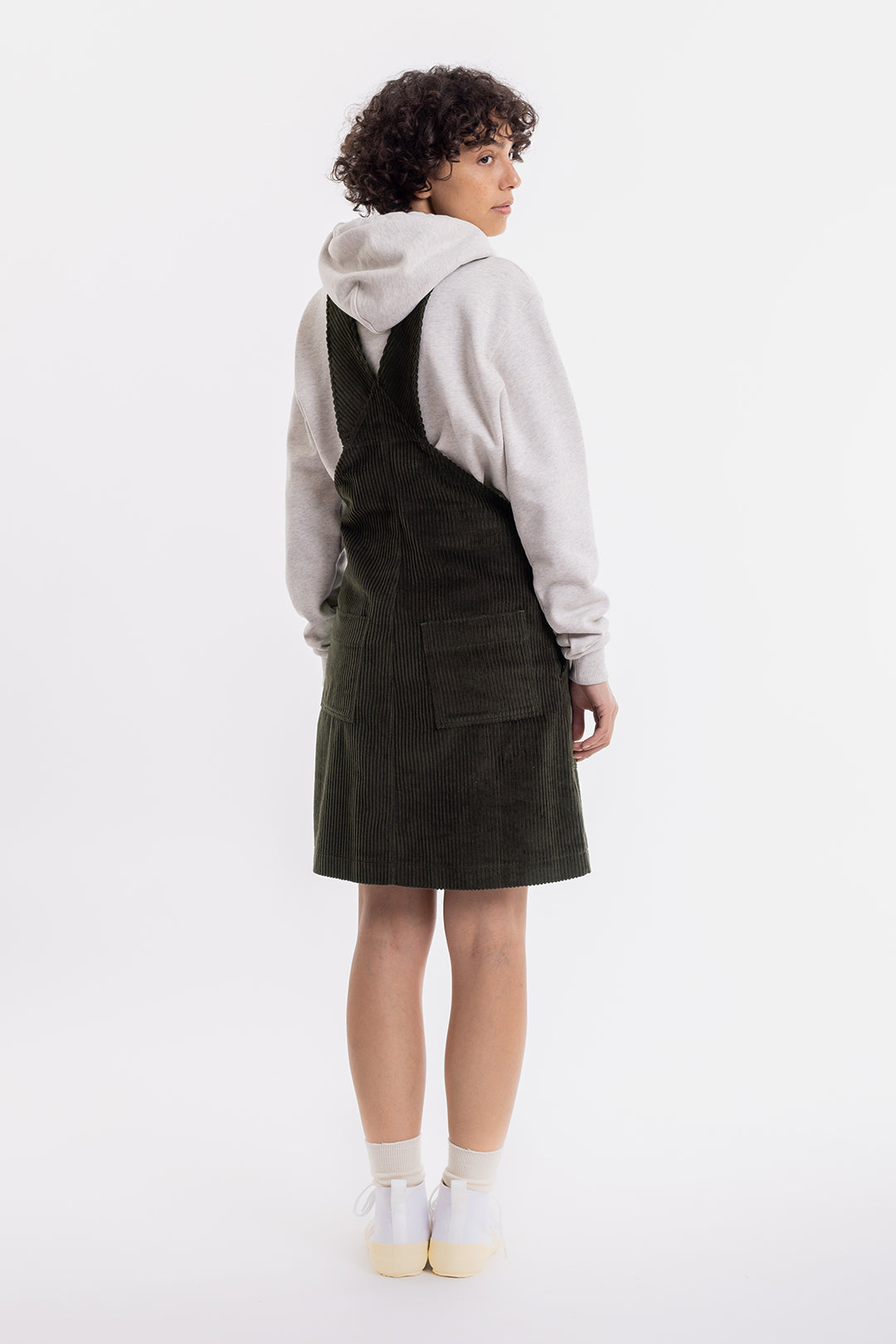 Dungaree dress made of organic cord olive
