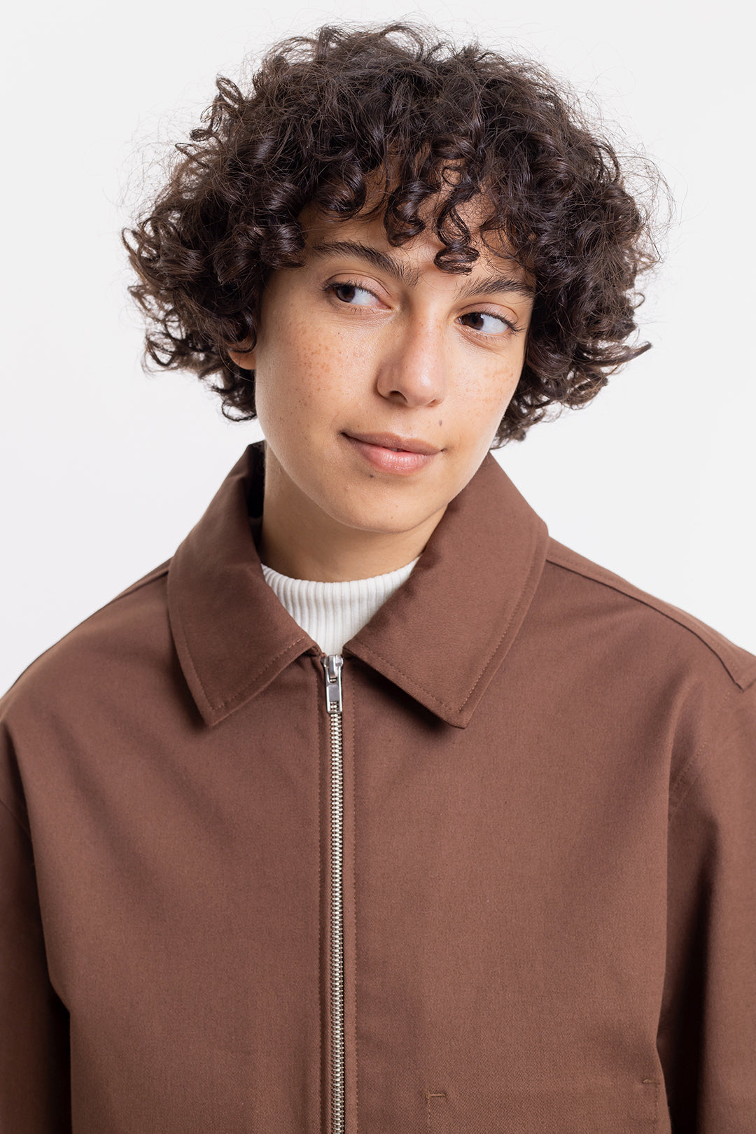 Zip jacket made of organic cotton brown